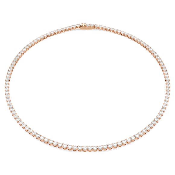 Matrix Tennis 네크리스, 라운드 컷, 화이트, 18K 로즈 골드 피니시 - Swarovski, 5764194