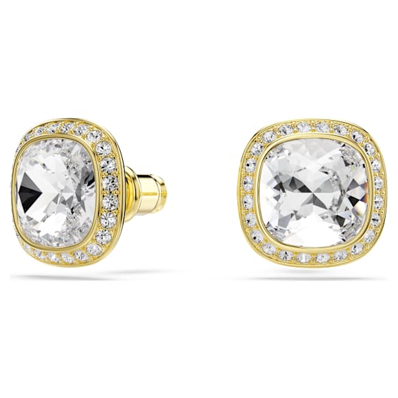Una Angelic stud earrings, Cushion cut, White, 18K gold finish - Swarovski, 5764762