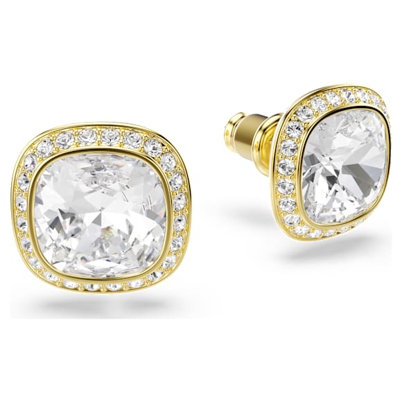 Una Angelic stud earrings, Cushion cut, White, 18K gold finish - Swarovski, 5764762