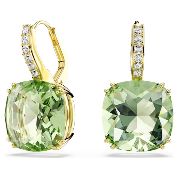 Millenia ドロップピアス, クッションカット, グリーン, 18Kゴールド