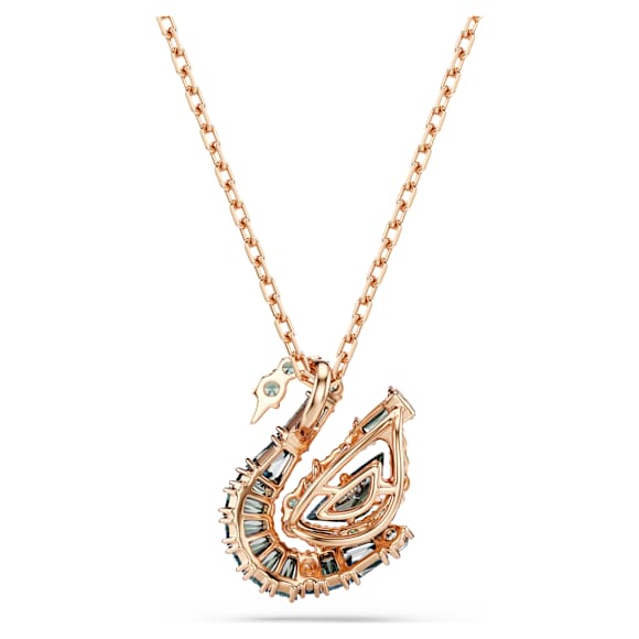 Pendente Swan, Taglio misto, Cigno, Grigio, Finitura oro rosa 18K - Swarovski, 5764882