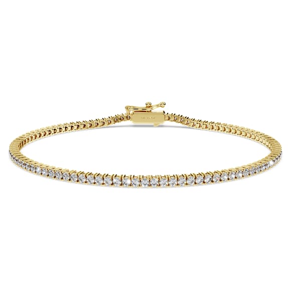 Eternity Tennis 手鏈, 總重 1.5 克拉培育鑽石, 圓形, 白色, 18K 金（黃色) - Swarovski, 5764886