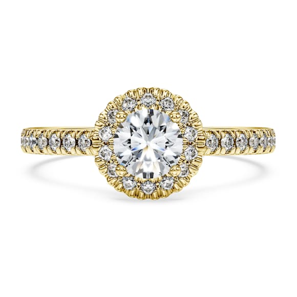 Eternity halo solitaire-ring, Laboratorium-diamanten 0,8 ct tw, Ronde vorm, 18K geelgoud - Swarovski, 5765423