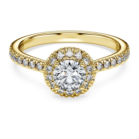 Anel solitário com halo Eternity, Diamantes criados em laboratório 0,8 ct tw, Modelo redondo, Ouro amarelo de 18 quilates - Swarovski, 5765426