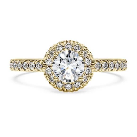 Eternity halo solitaire ring, Lab-grown diamonds 0.8 ct tw, Round shape, White, 14K yellow gold - Swarovski, 5765436