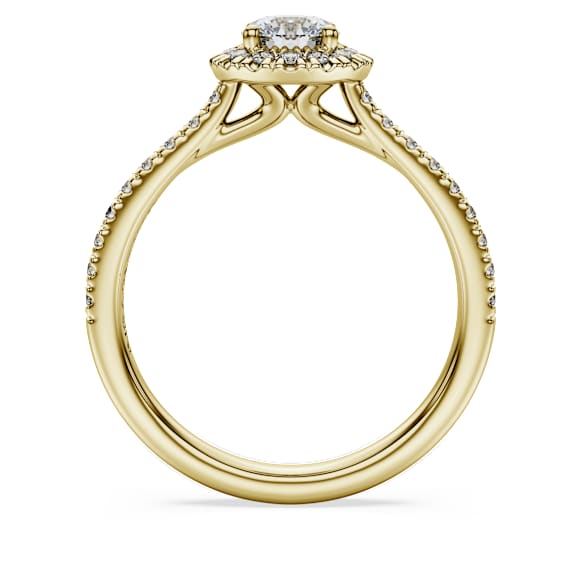 Eternity halo solitaire ring, Lab-grown diamonds 0.8 ct tw, Round shape, White, 14K yellow gold - Swarovski, 5765436