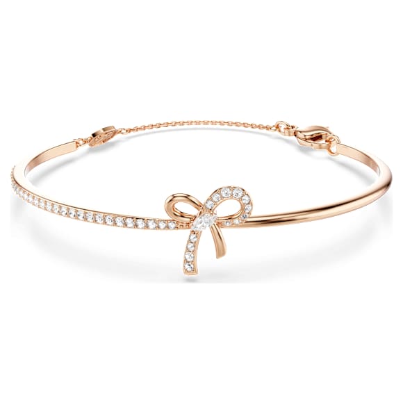 Hyperbola 手镯, 混合切割, 蝴蝶结, 白色, 玫瑰金色饰面 - Swarovski, 5772505