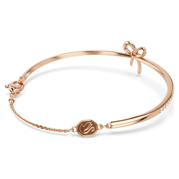 Hyperbola 手镯, 混合切割, 蝴蝶结, 白色, 玫瑰金色饰面 - Swarovski, 5772505