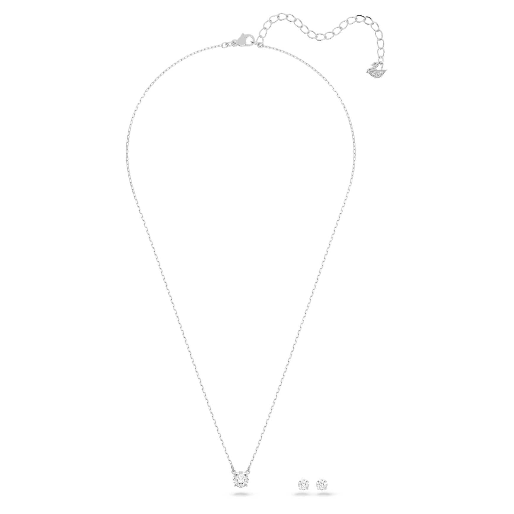 Attract set, Round cut, White, Rhodium plated by SWAROVSKI