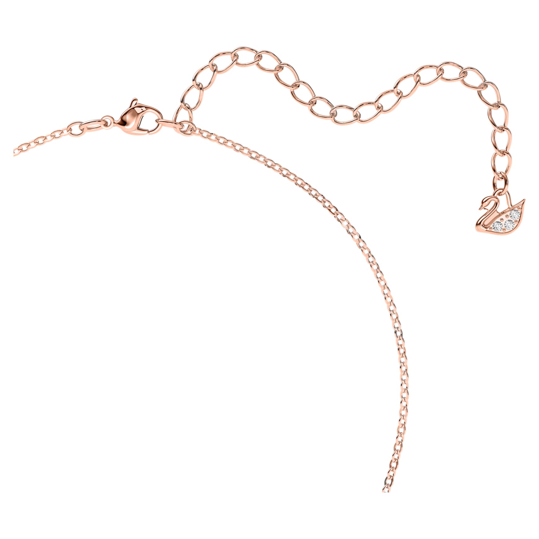 Swan pendant, Swan, Black, 18K rose gold finish