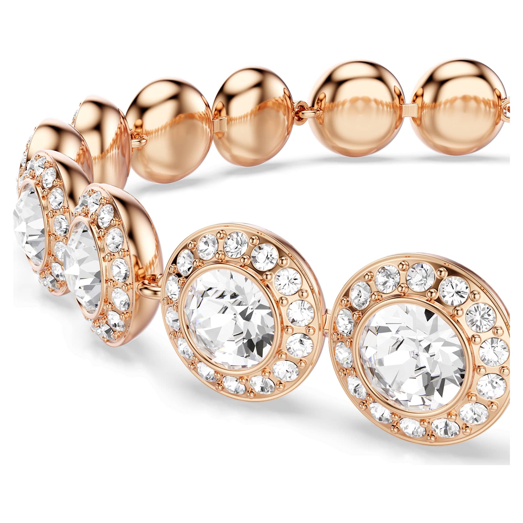 Una Angelic bracelet, Round cut, Pavé, Medium, White, 18K rose gold finish