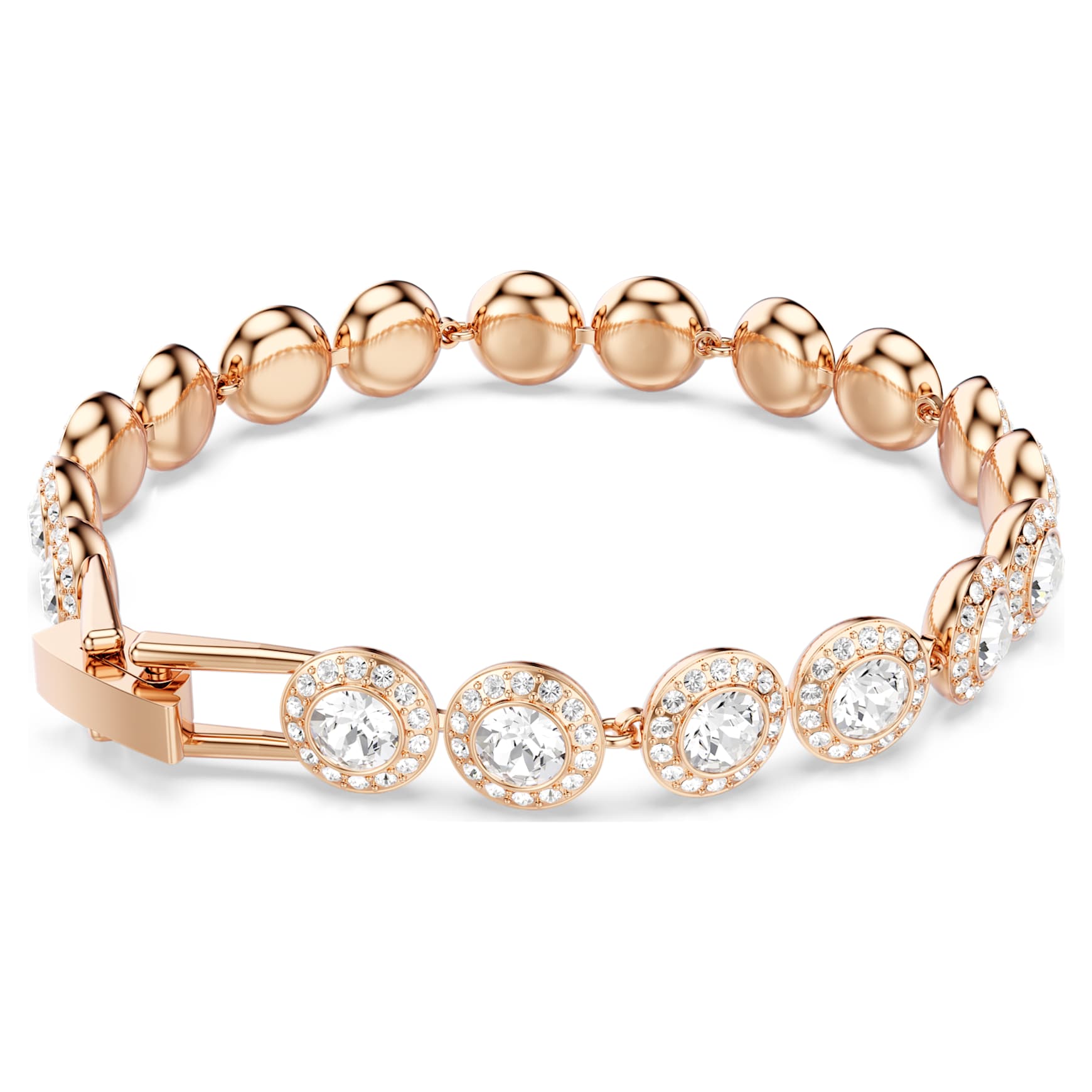 Una Angelic bracelet, Round cut, Pavé, Medium, White, Rose gold-tone plated by SWAROVSKI