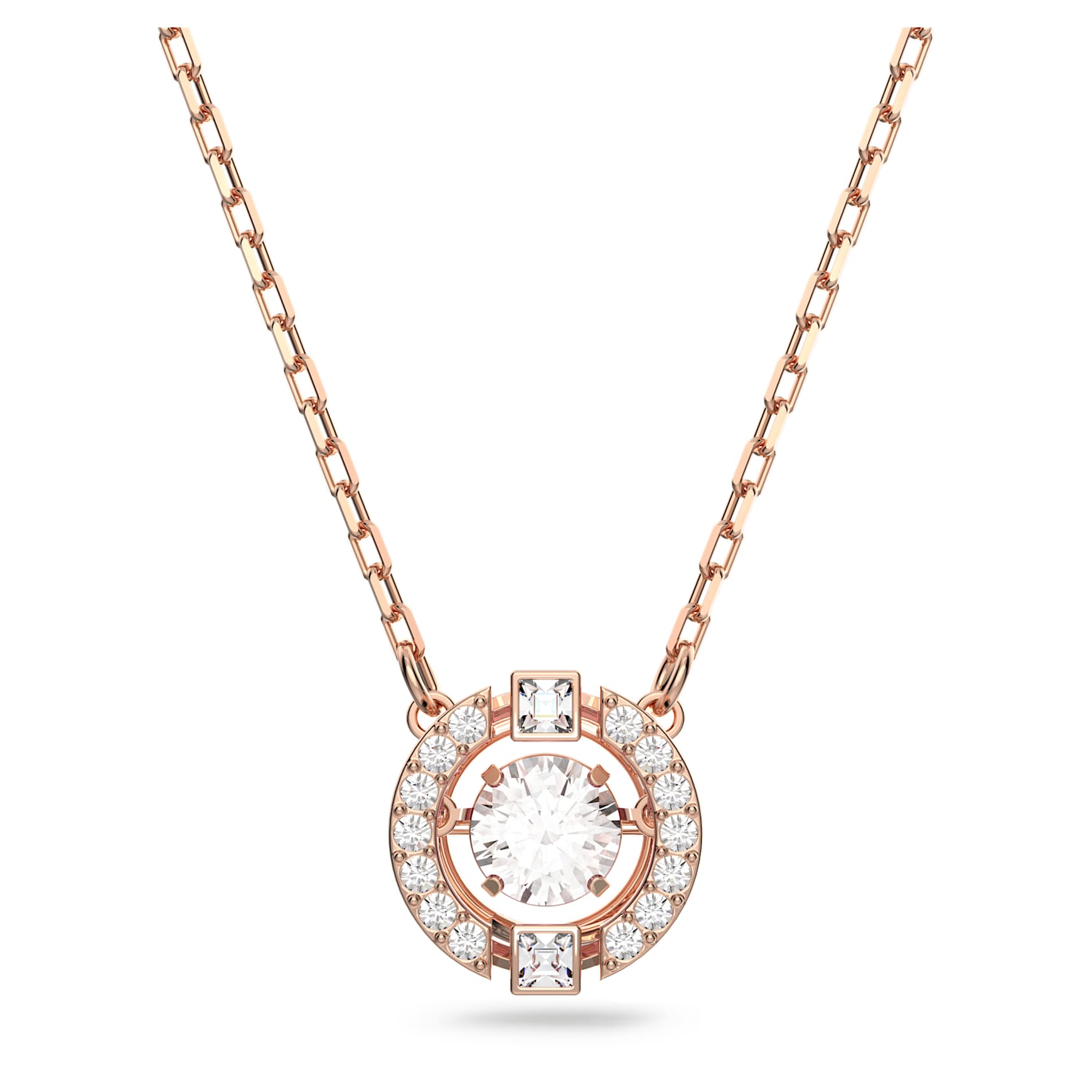 Una necklace, Round cut, White, 18K rose gold finish