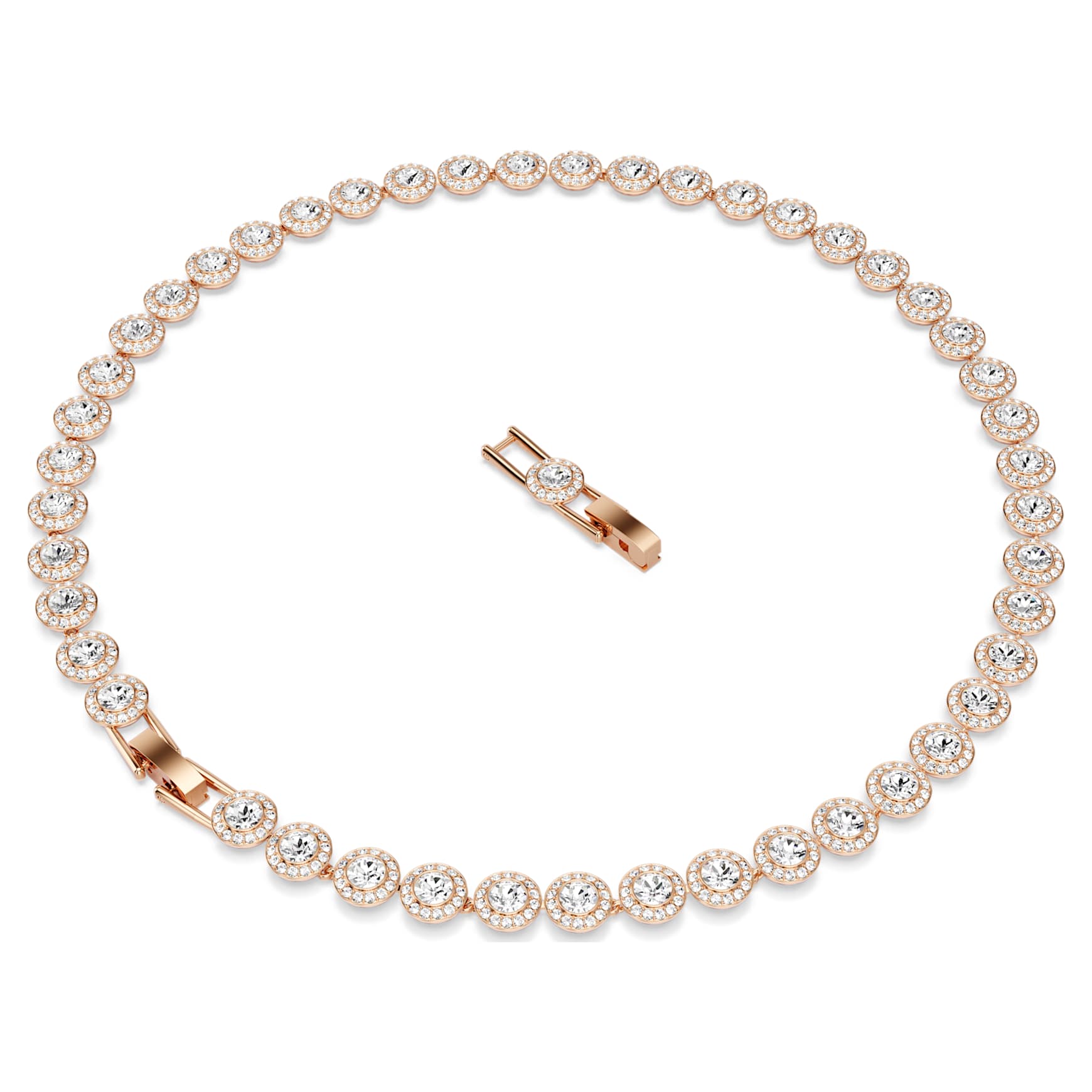 Una Angelic necklace, Round cut, Medium, White, Rose gold-tone plated
