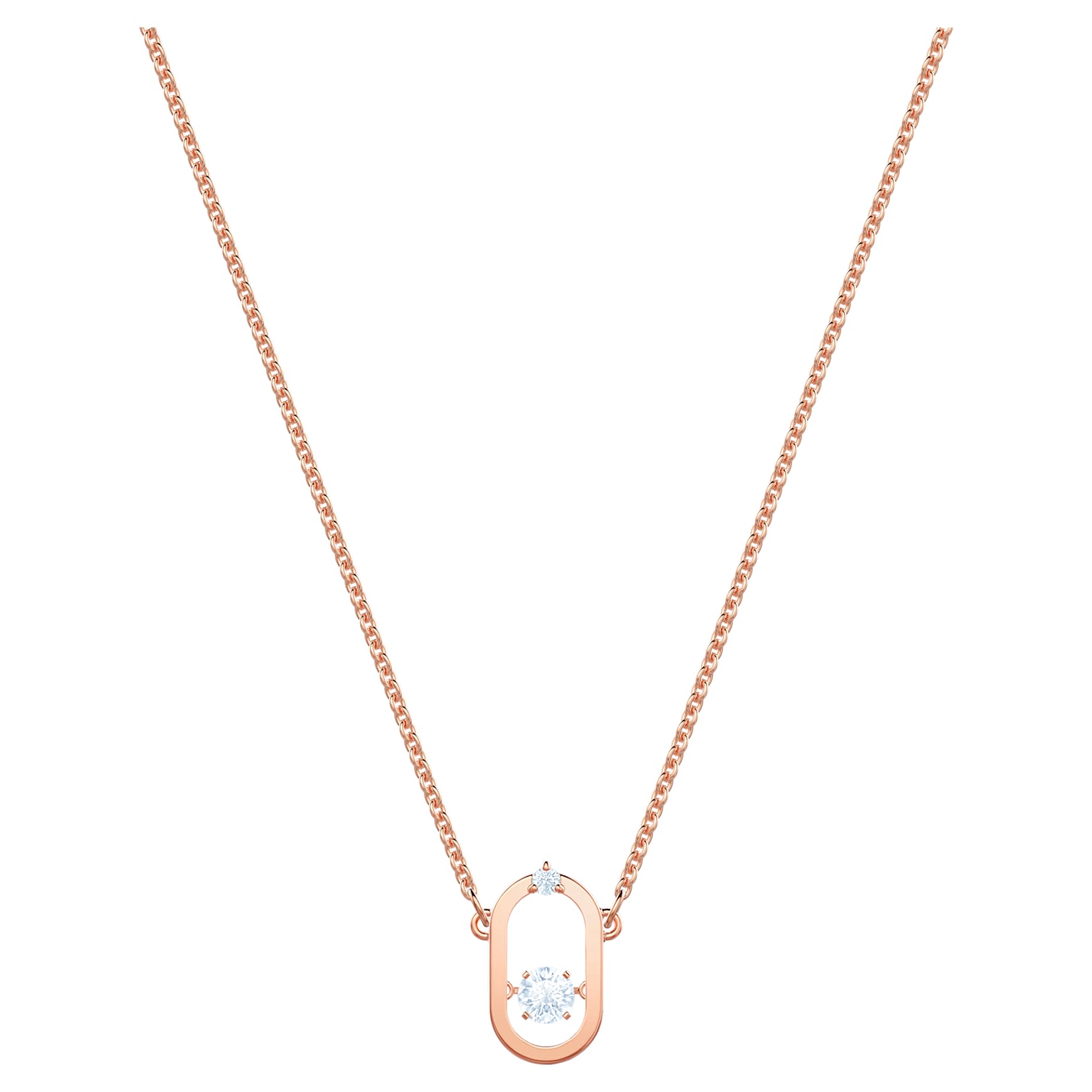 Una necklace, Round cut, Oval shape, White, 18K rose gold finish