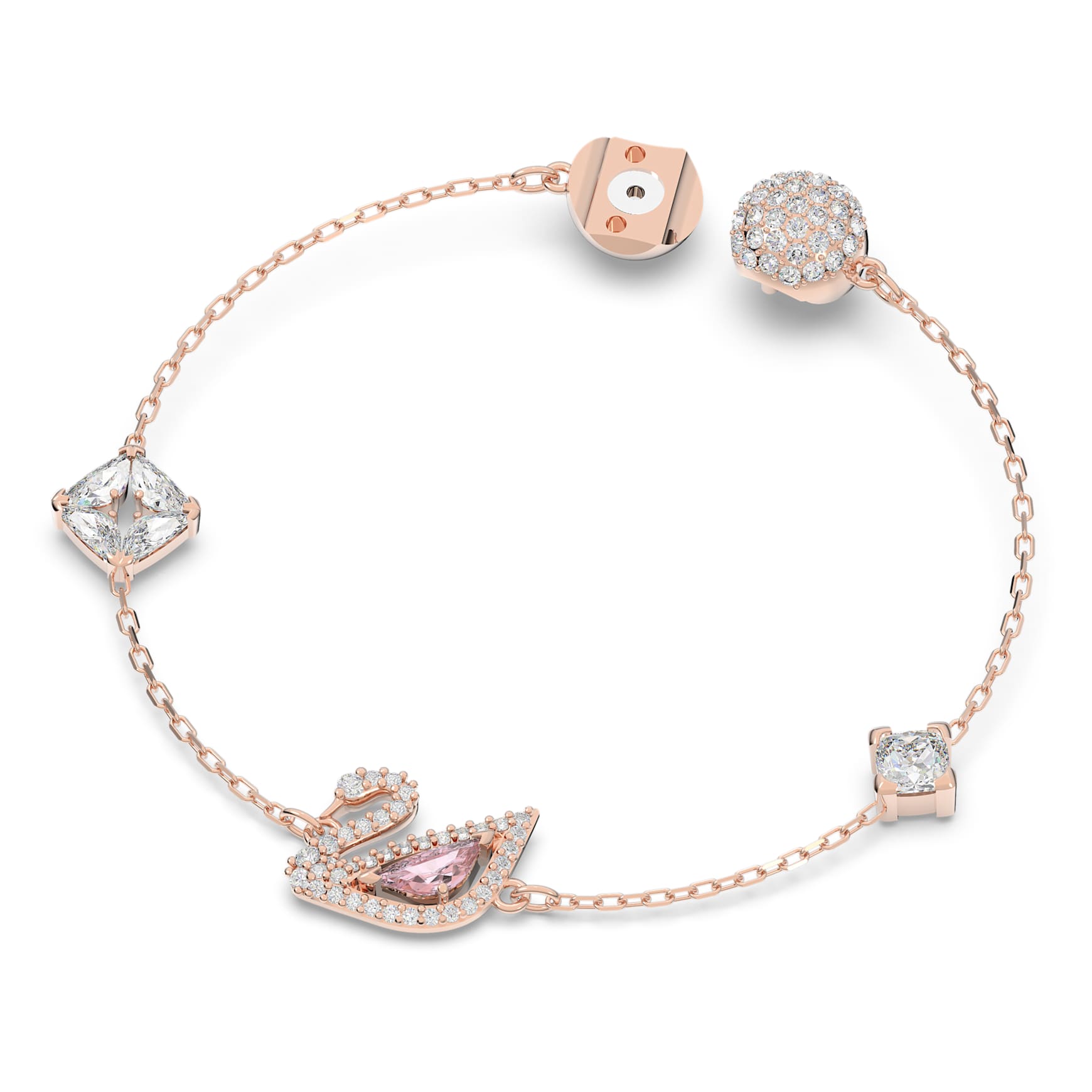 Swan bracelet, Swan, Pink, Rose gold-tone plated by SWAROVSKI