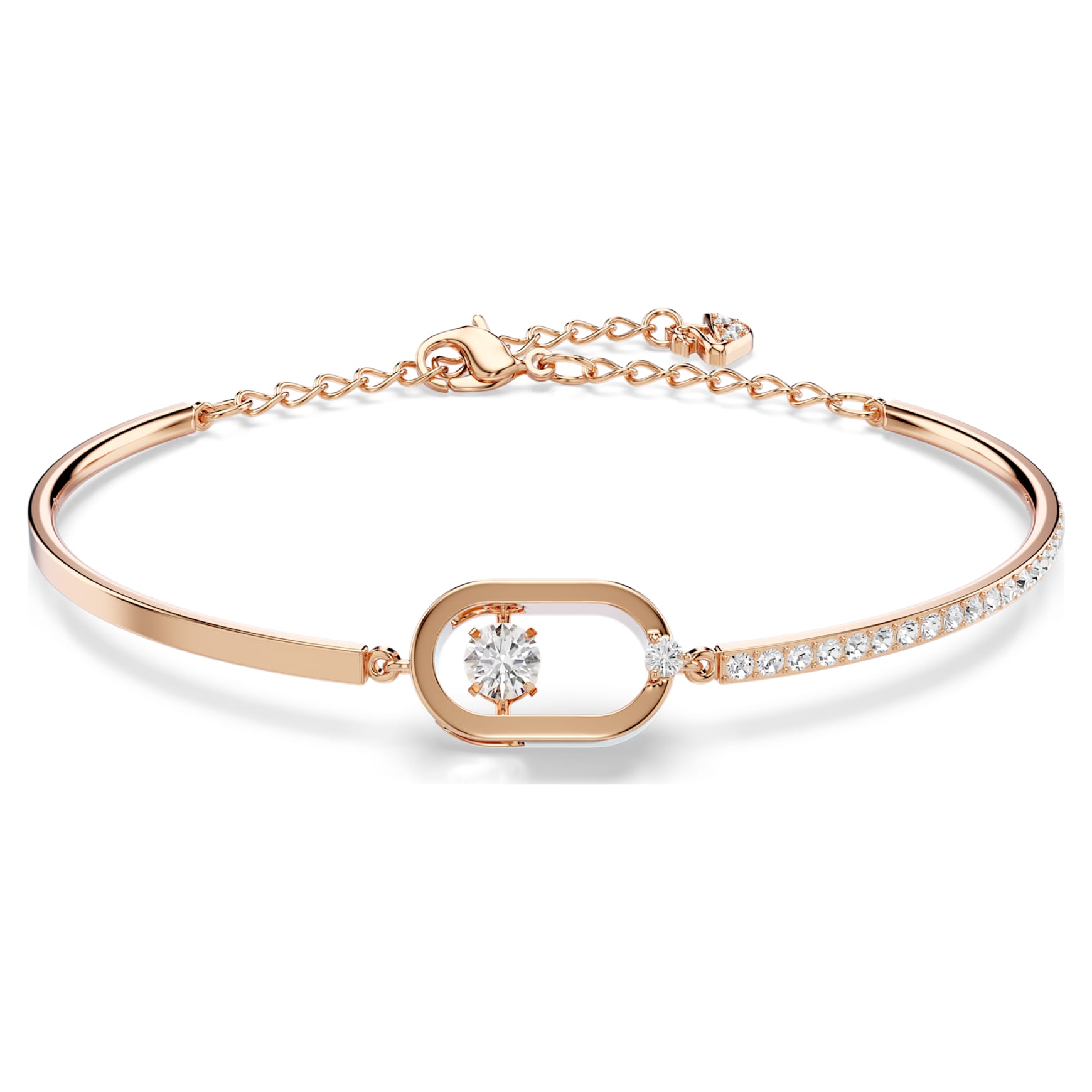 Una bracelet, Round cut, Oval shape, White, 18K rose gold finish
