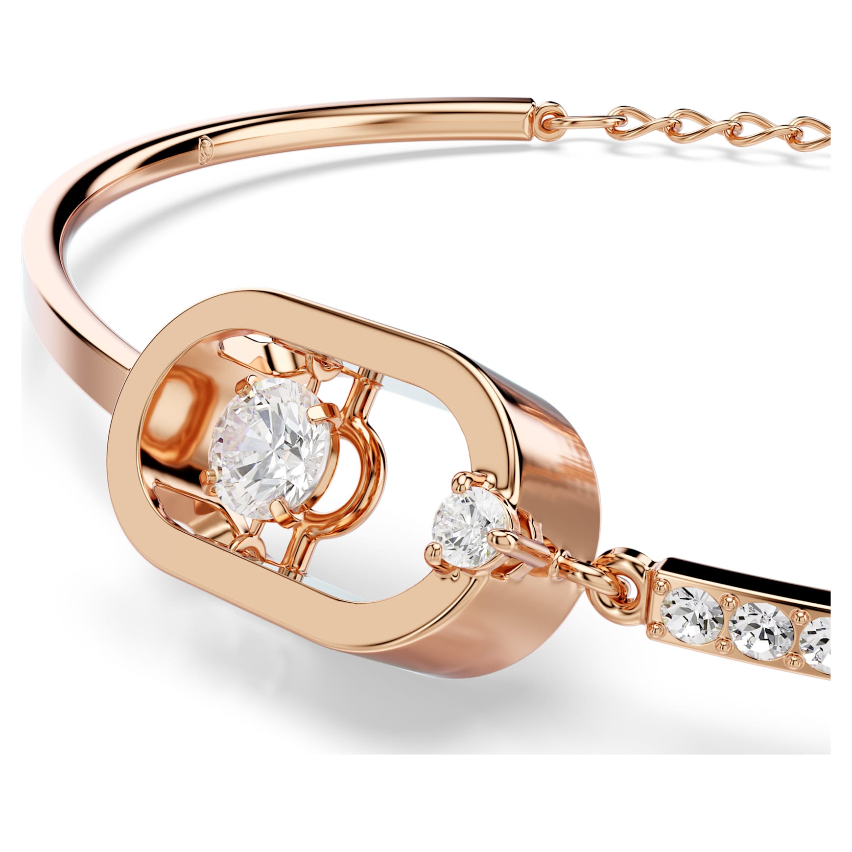 Una bracelet, Round cut, Oval shape, White, 18K rose gold finish