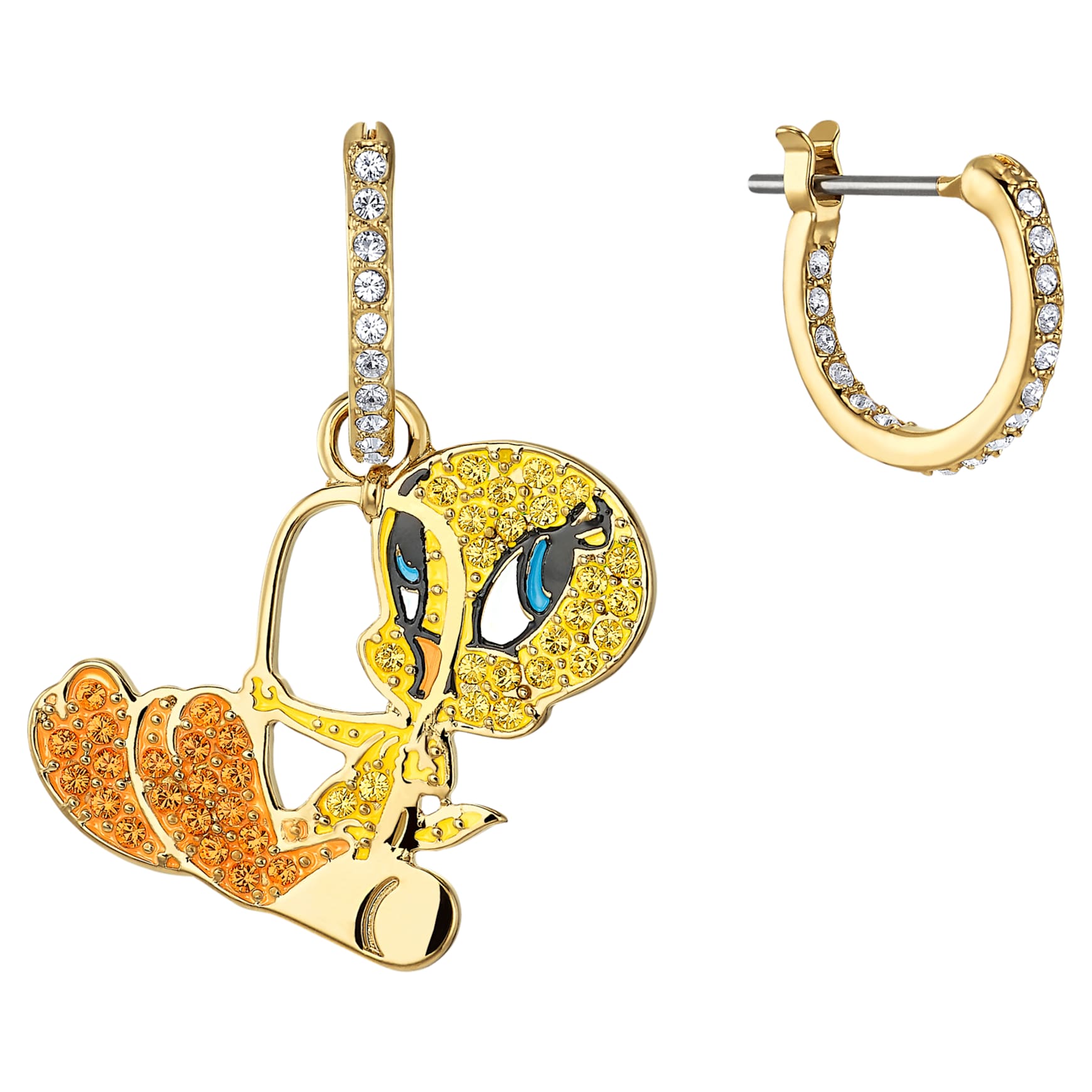Looney Tunes Tweety Hoop Pierced Earrings, Multi-coloured, Gold-tone plated