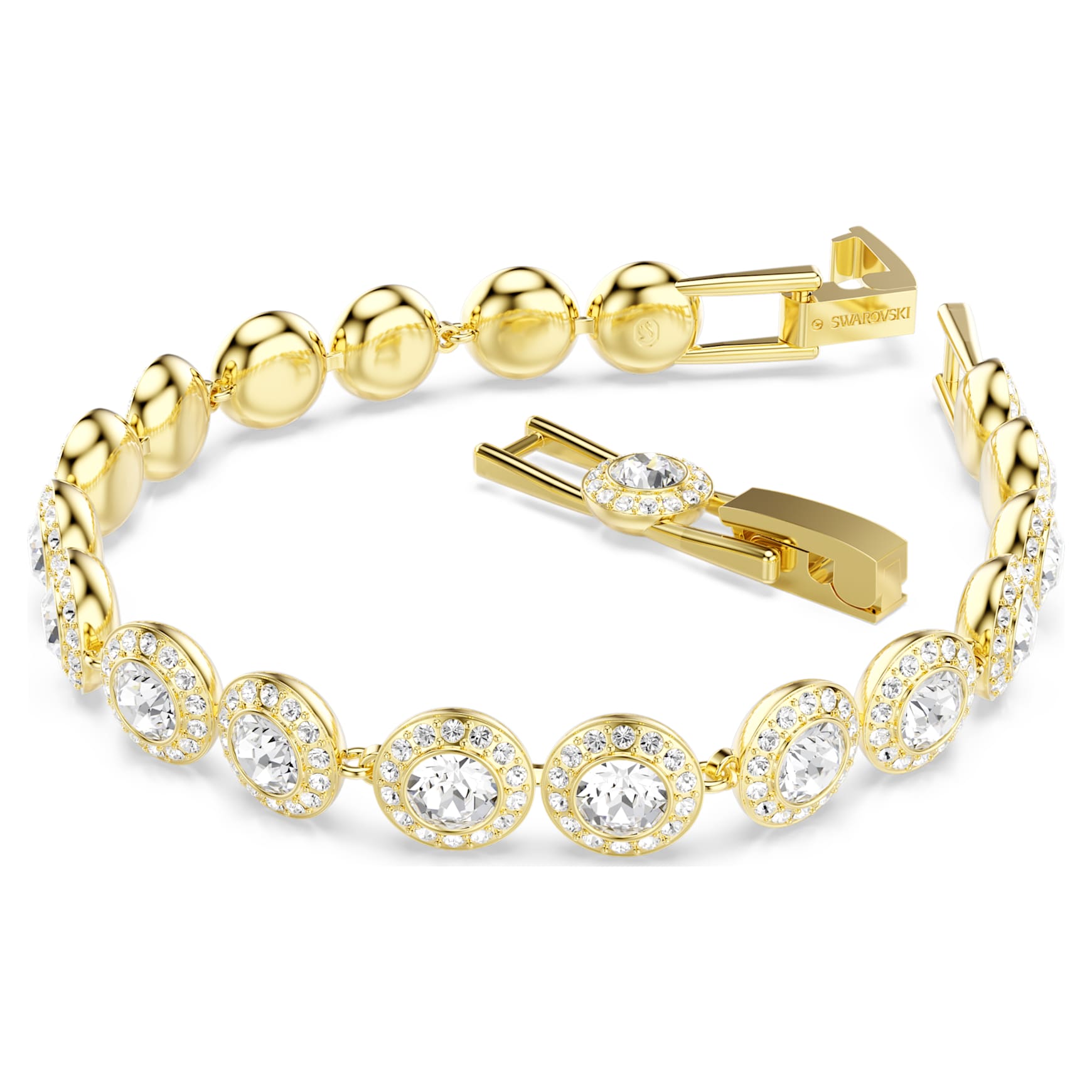 Una Angelic bracelet, Round cut, Pavé, Medium, White, Gold-tone plated by SWAROVSKI