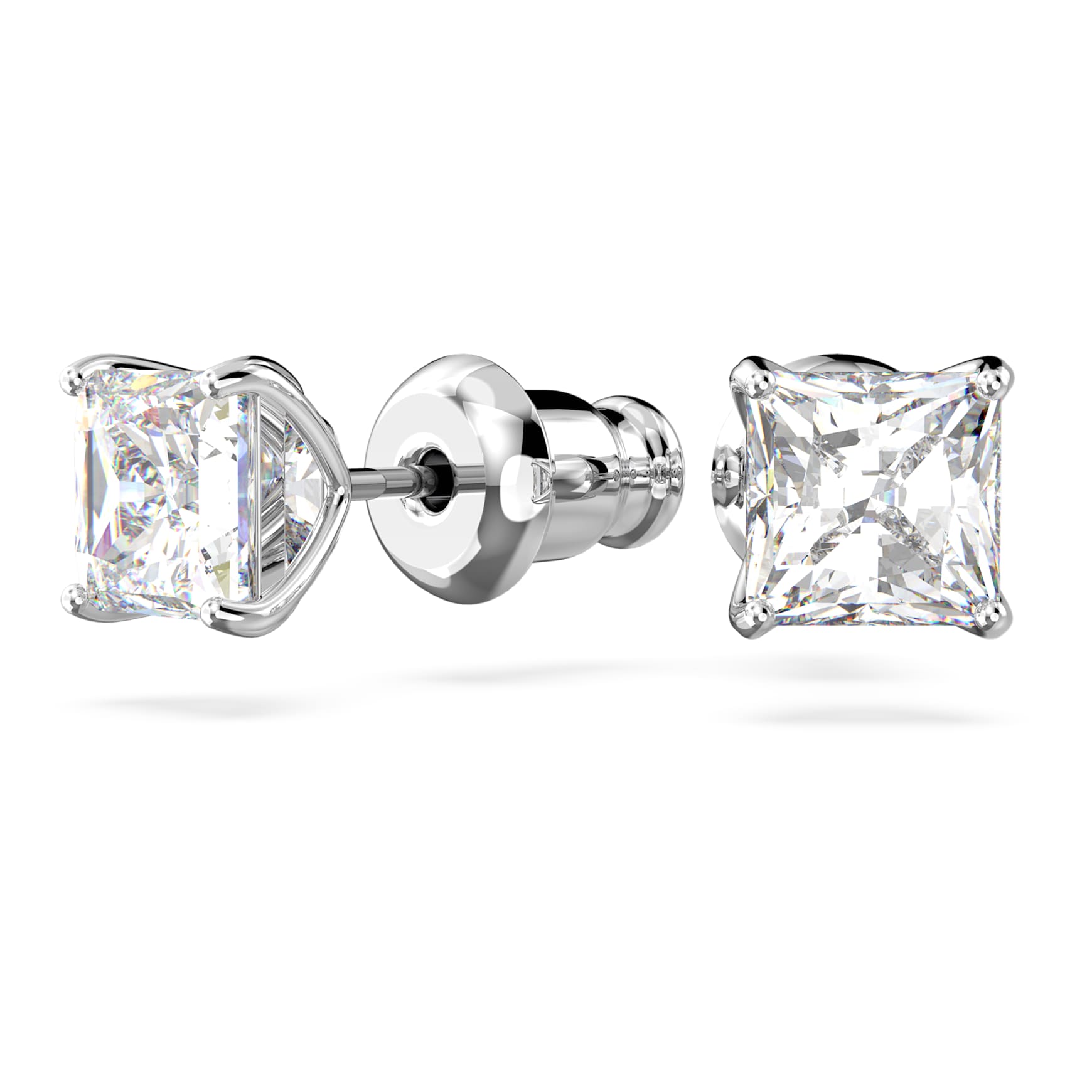 Stilla Attract stud earrings, Square cut, White