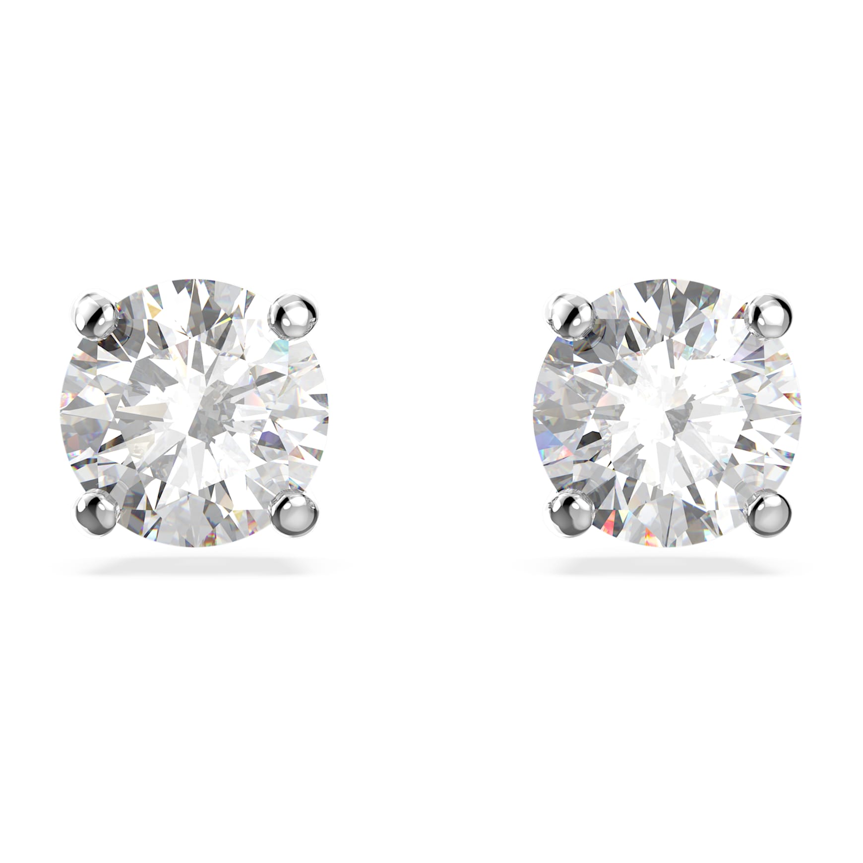 Stilla Attract stud earrings, Round cut, White, Rhodium plated by SWAROVSKI