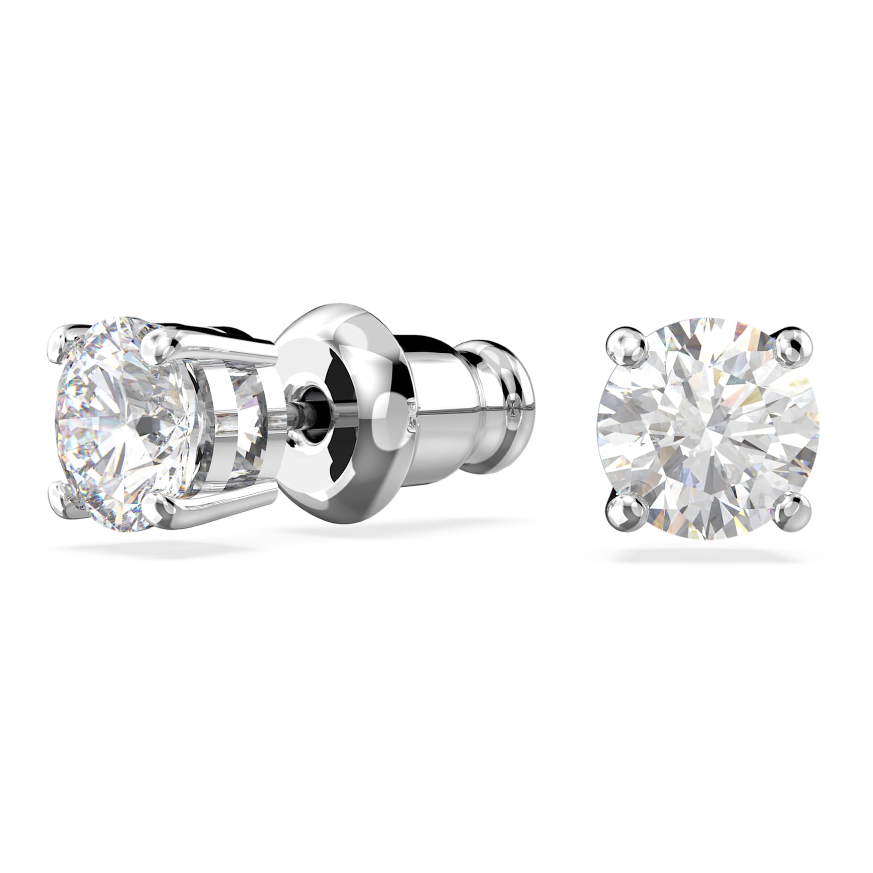 Stilla Attract stud earrings, Round cut, White, Rhodium plated by SWAROVSKI