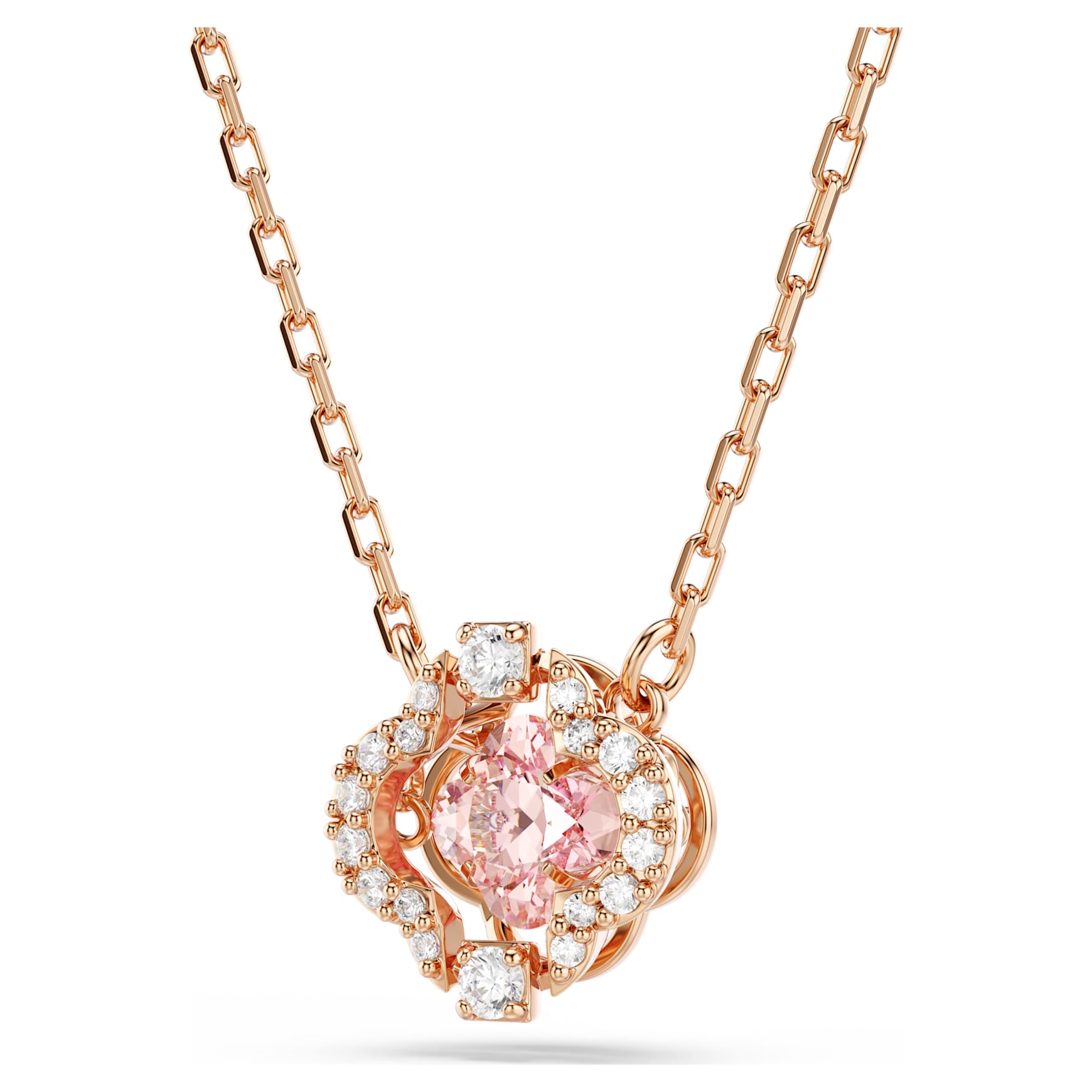 Una necklace, Clover, Pink, Rose gold-tone plated by SWAROVSKI