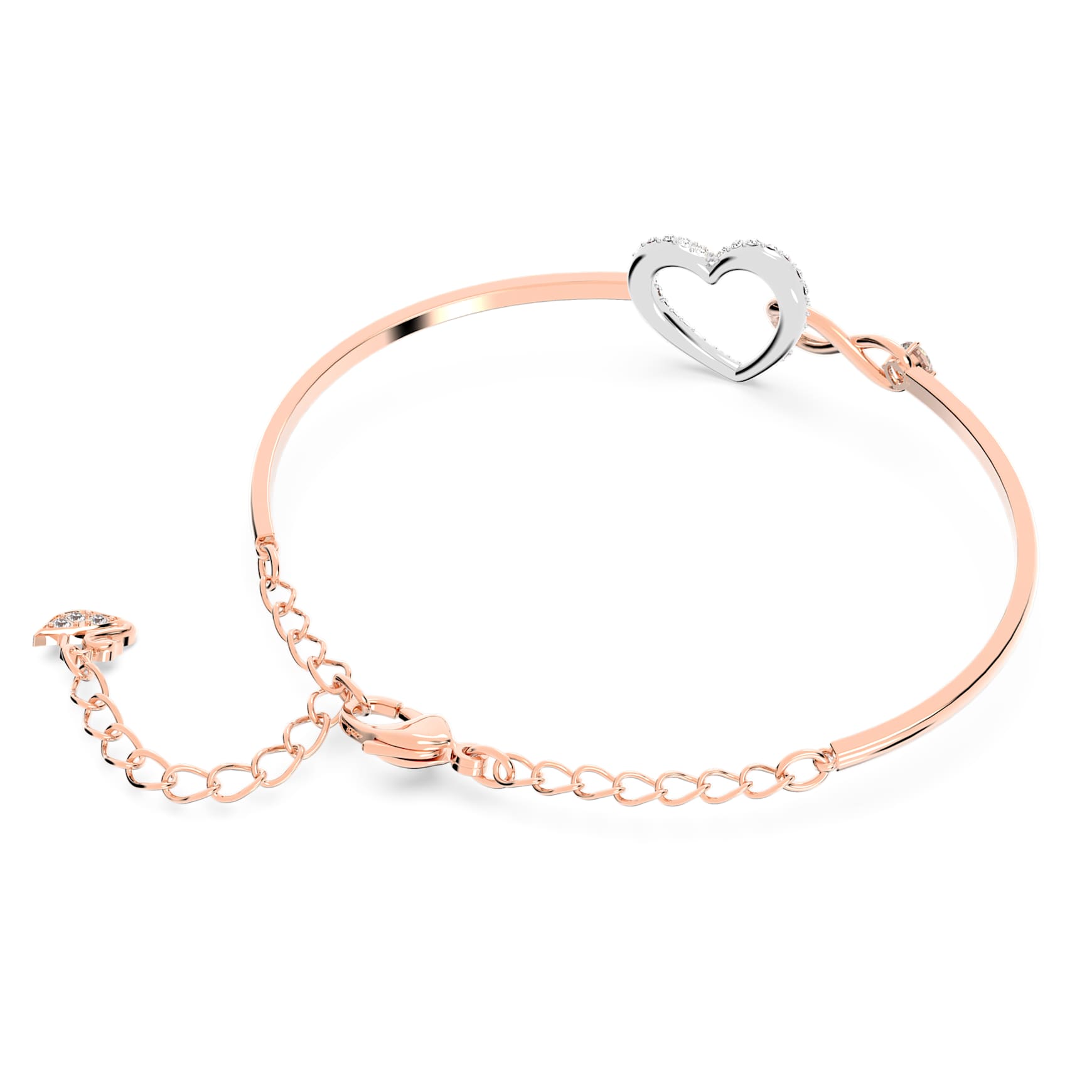 Hyperbola bangle, Infinity and heart, White, Mixed metal finish by SWAROVSKI