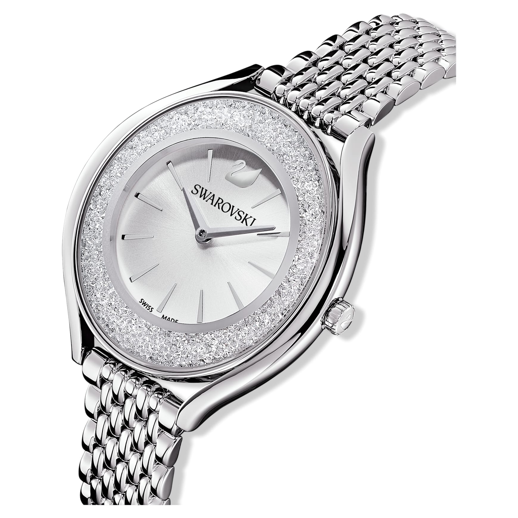Crystalline aura watch, Swiss Made, Metal bracelet, Silver Tone, Stainless steel by SWAROVSKI