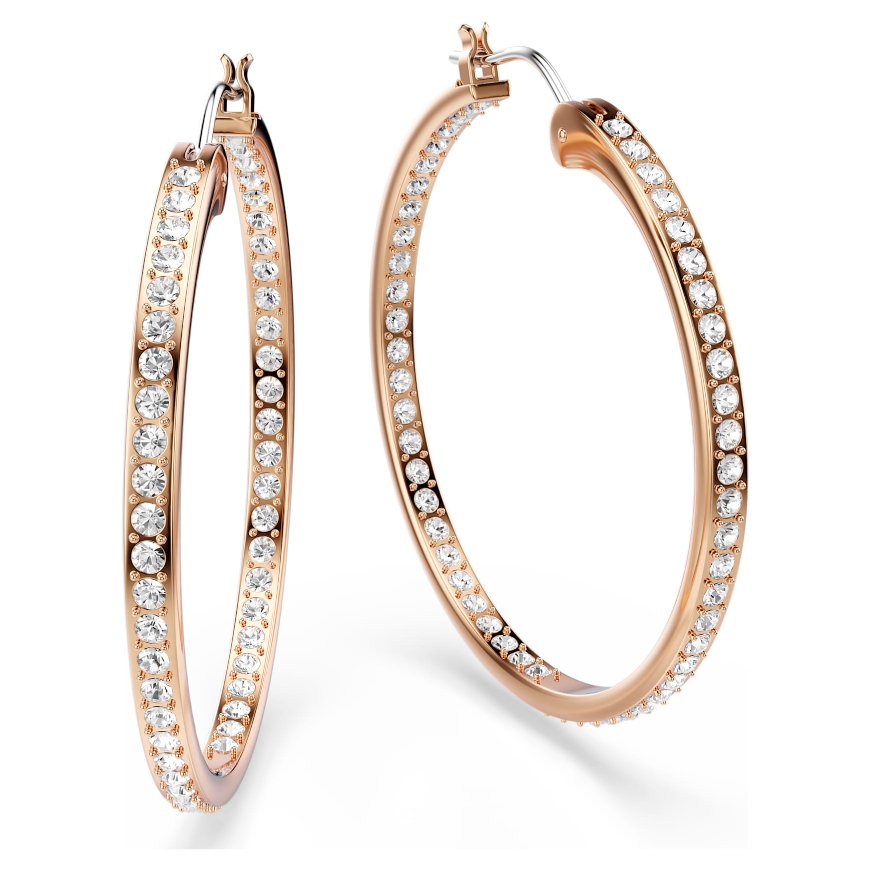 Sommerset hoop earrings, White, 18K rose gold finish