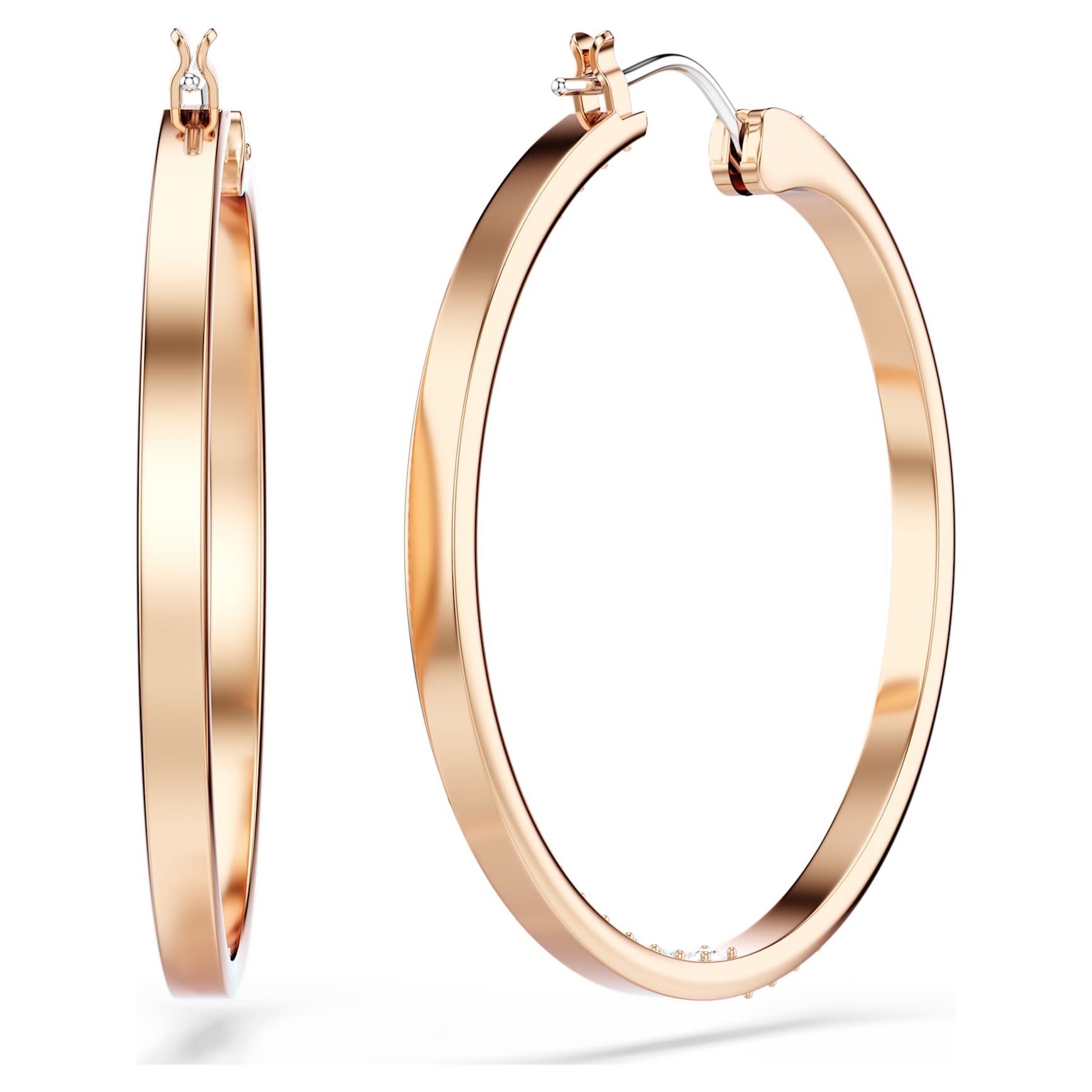Sommerset hoop earrings, White, Rose gold-tone plated by SWAROVSKI