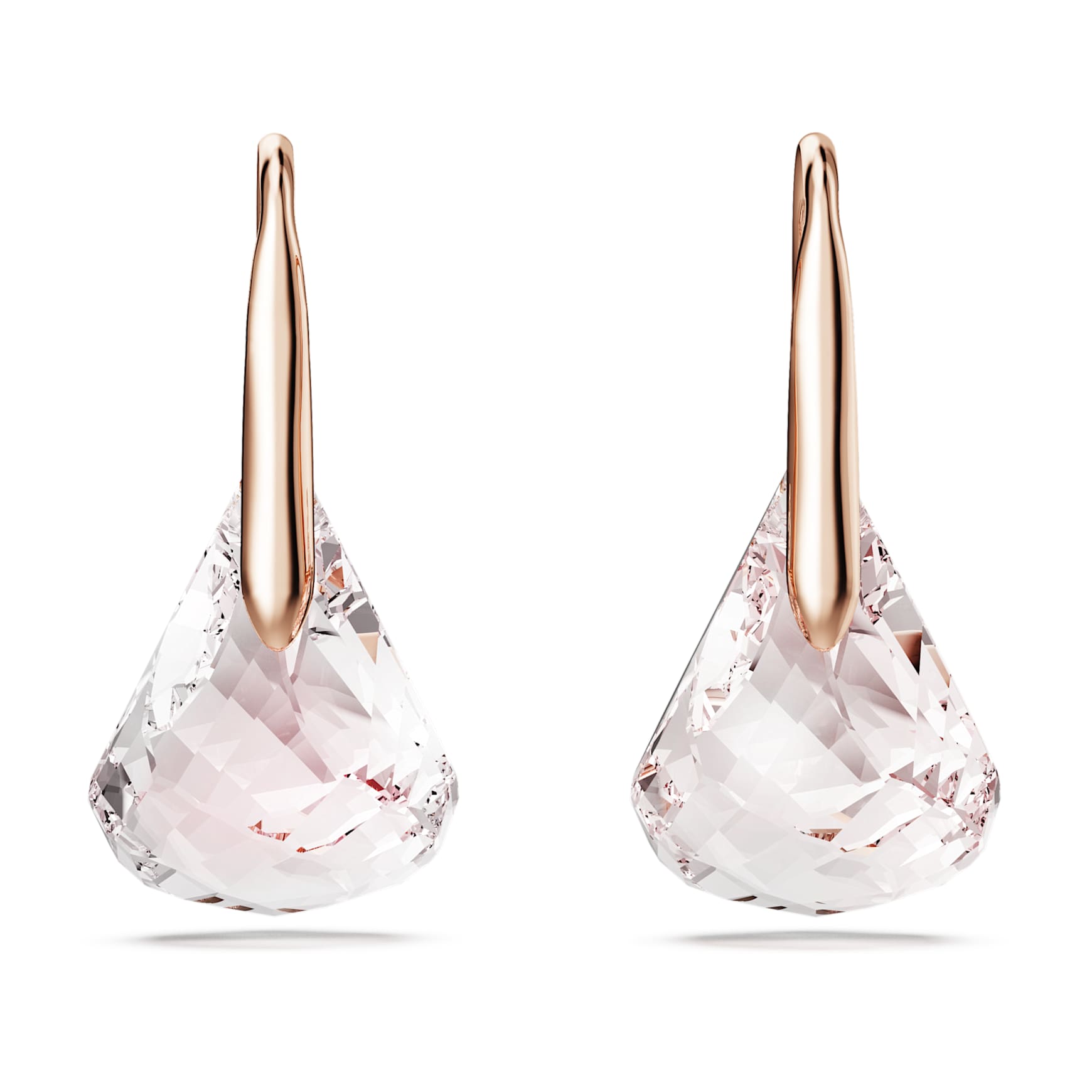 Lunar drop earrings, Pink, 18K rose gold finish