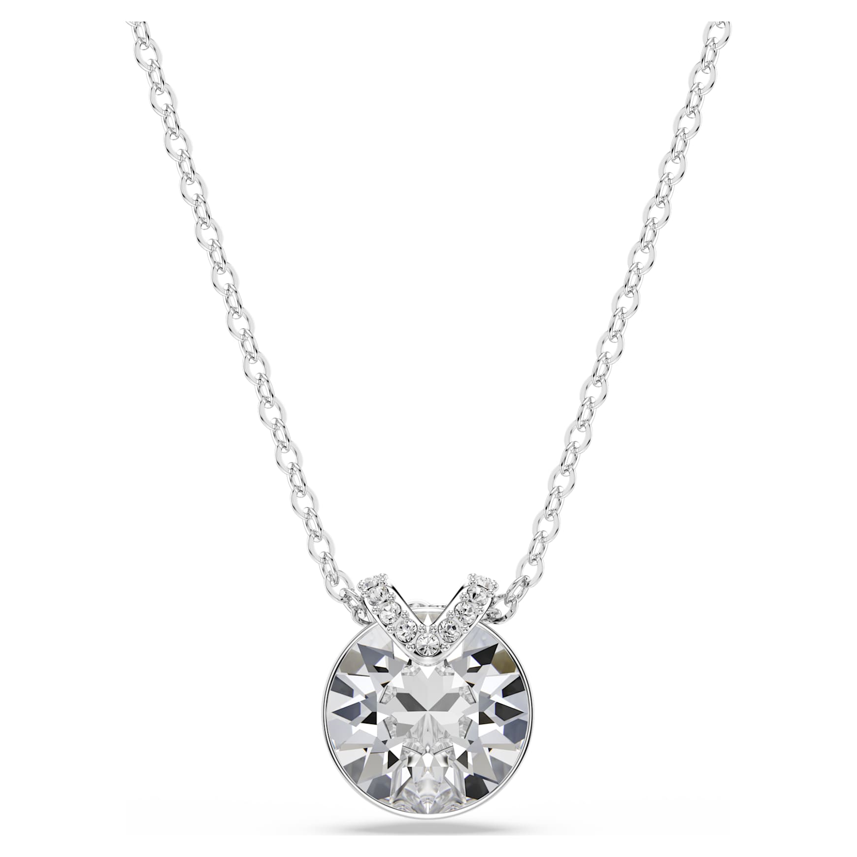 Bella V pendant, Round cut, White, Rhodium plated by SWAROVSKI