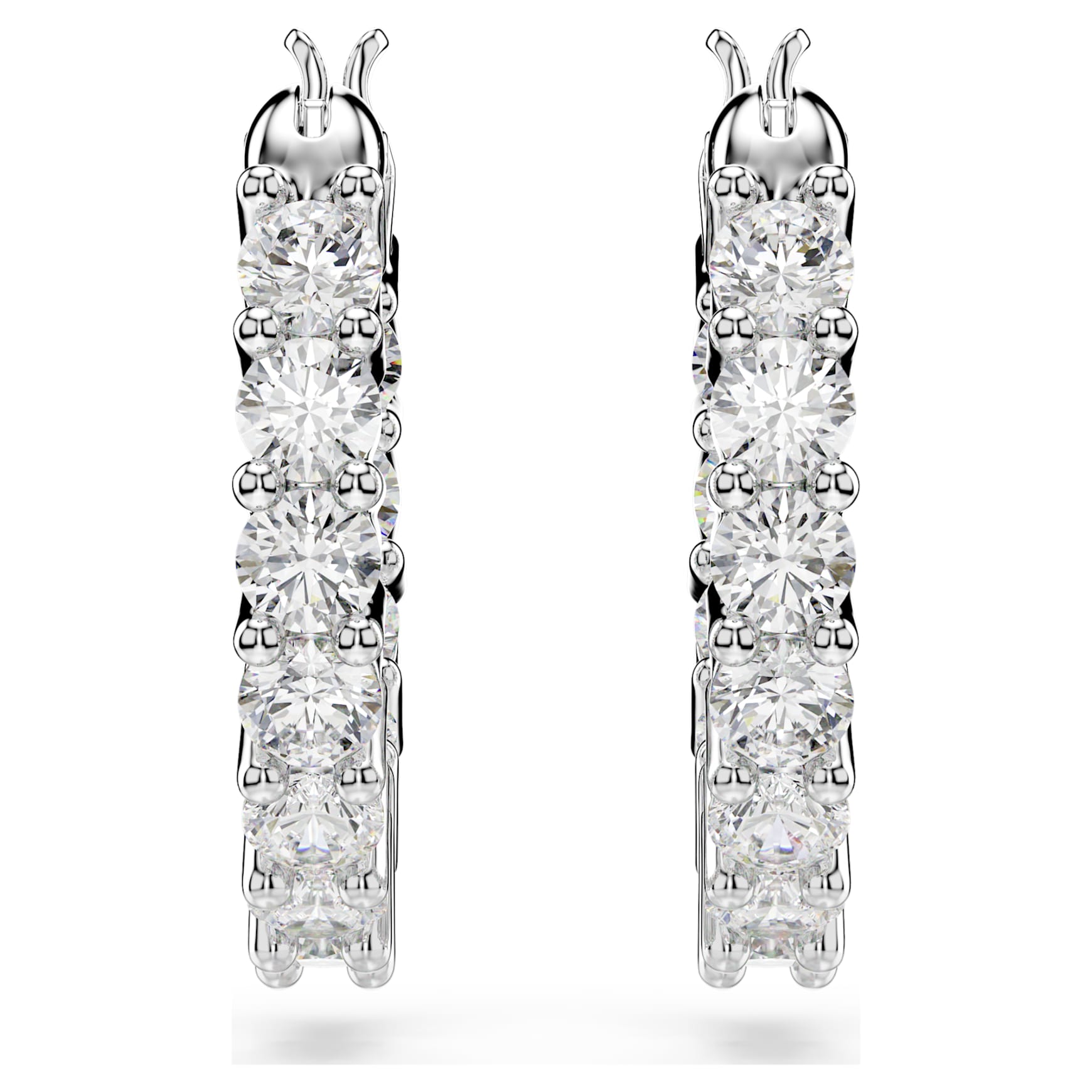 Matrix Vittore hoop earrings, Round cut, White, Rhodium plated by SWAROVSKI