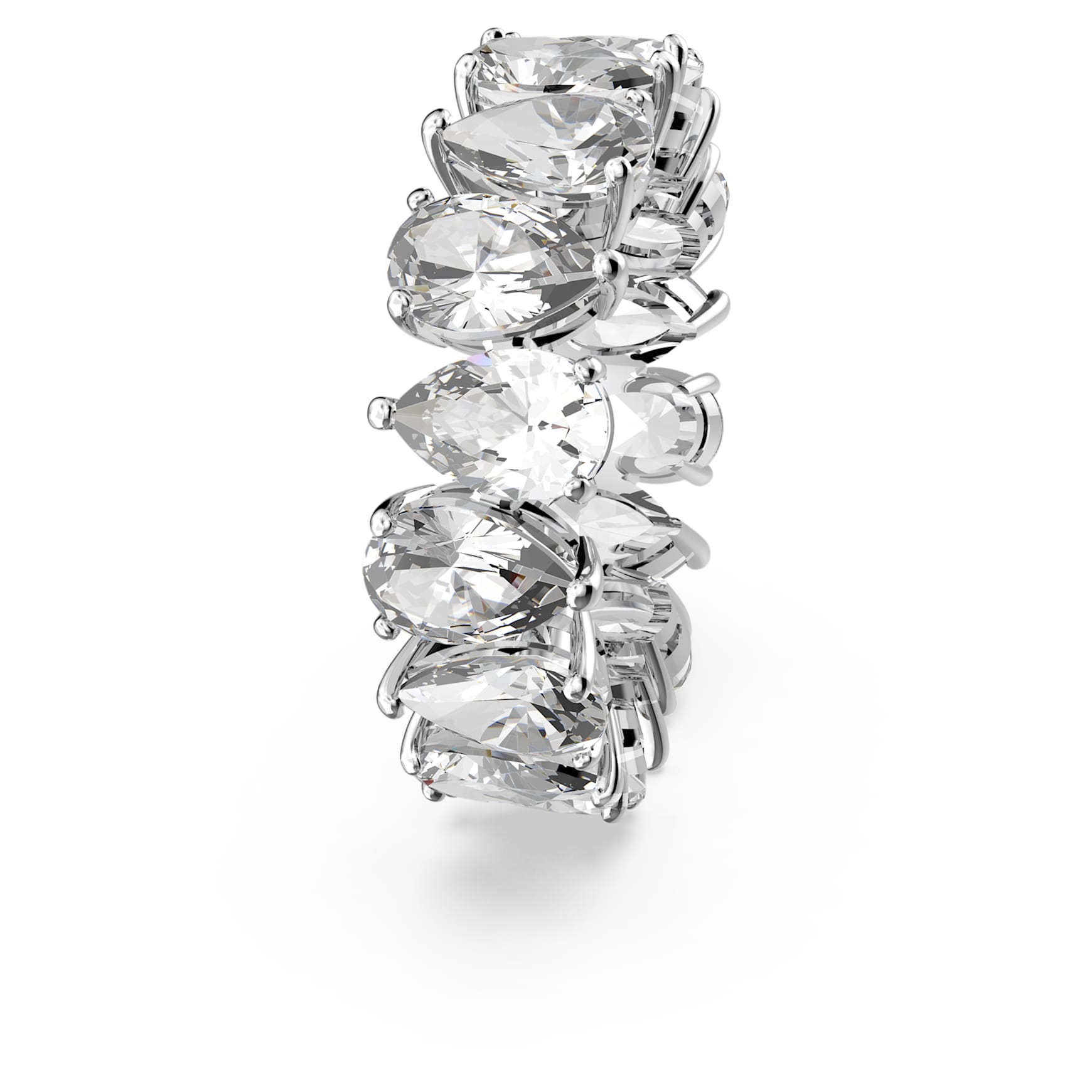 Matrix Vittore ring, Drop cut, White, Rhodium plated by SWAROVSKI