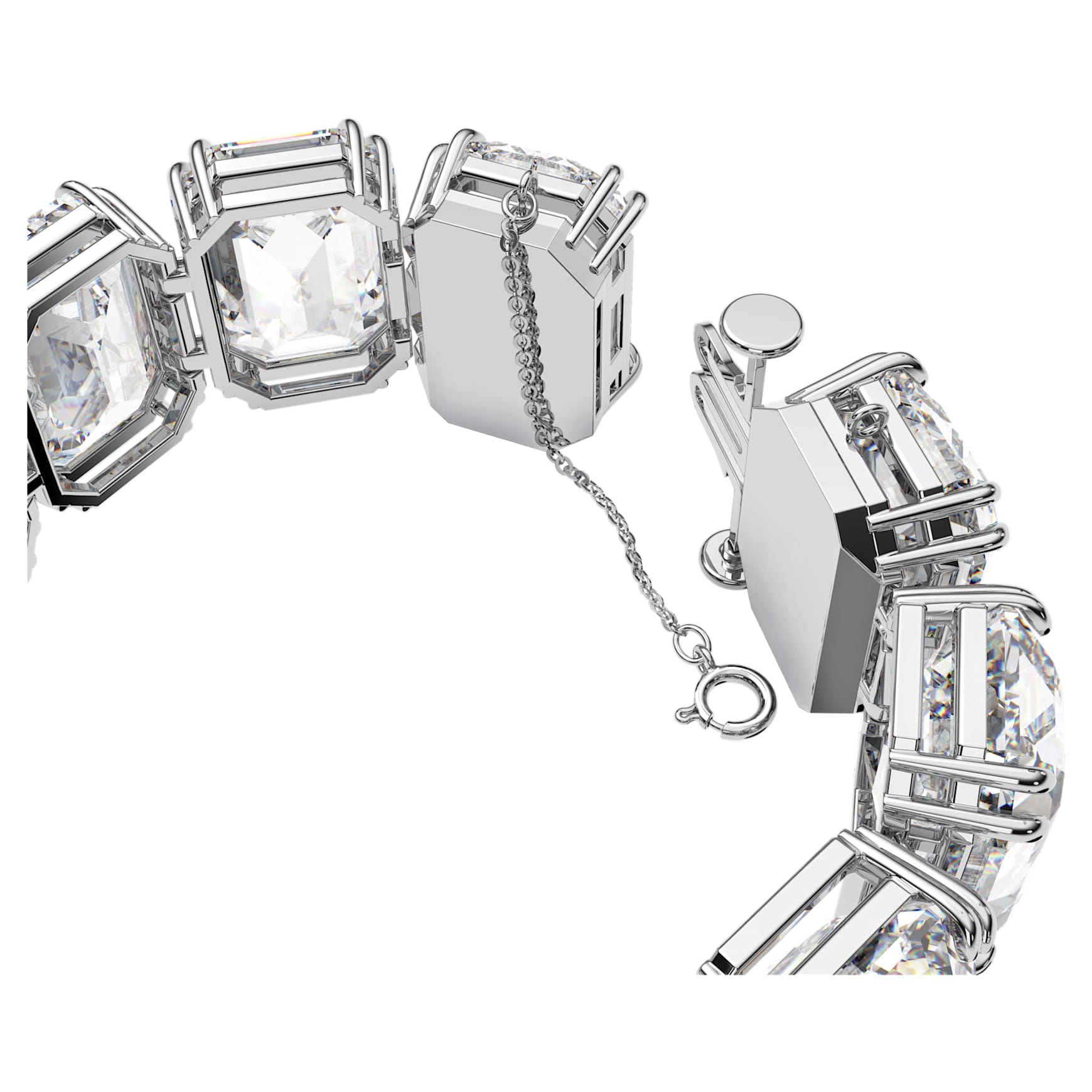 Millenia bracelet, Oversized crystals, Octagon cut, White, Rhodium plated by SWAROVSKI