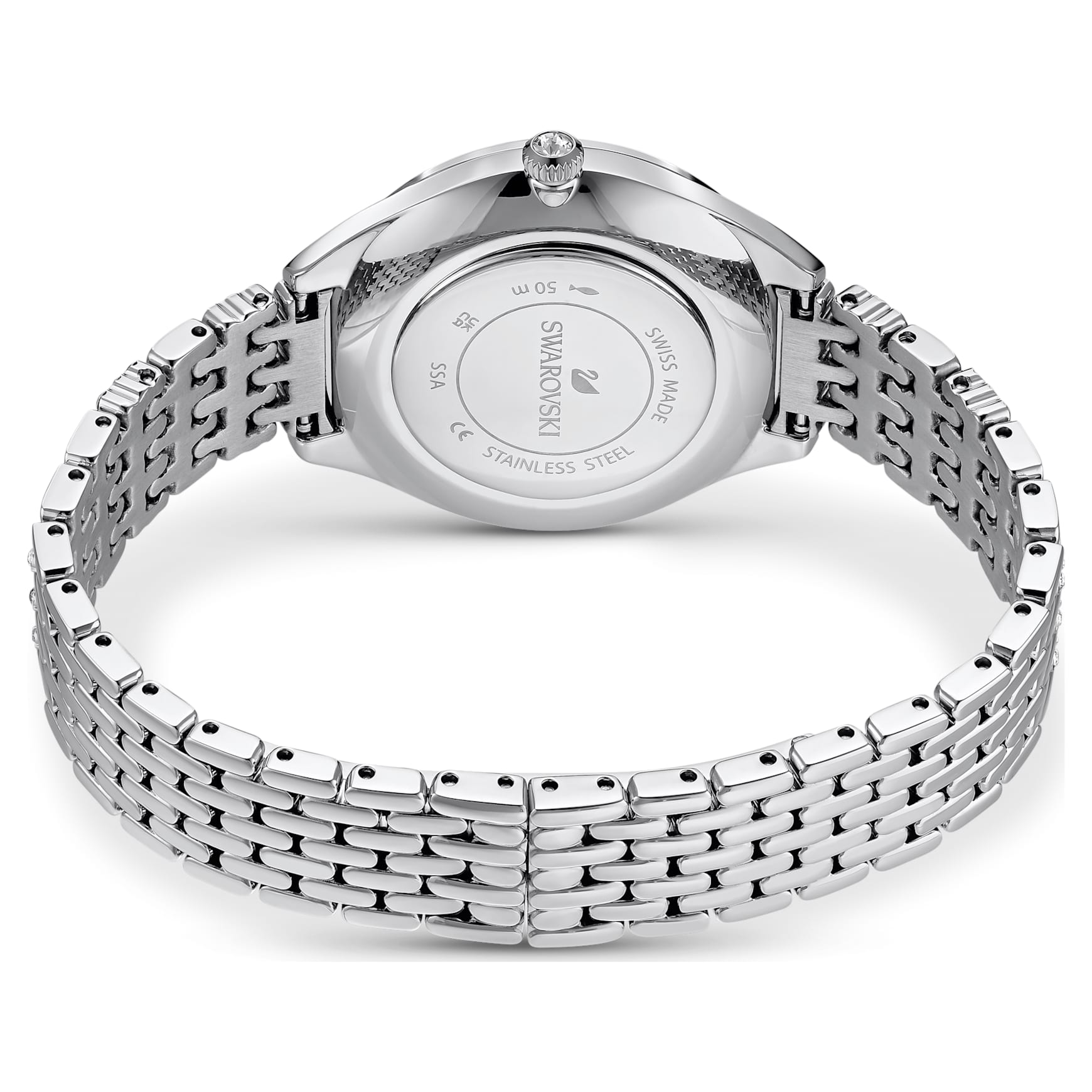 Attract watch, Swiss Made, Pavé, Metal bracelet, Silver Tone, Stainless steel by SWAROVSKI