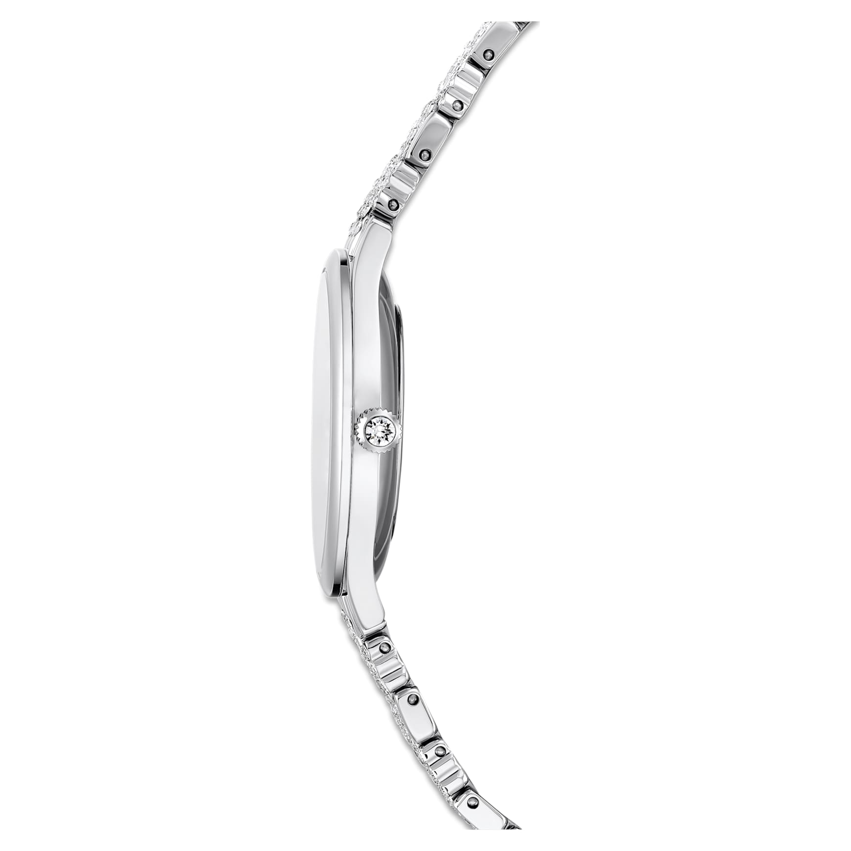 Attract watch, Swiss Made, Pavé, Metal bracelet, Silver Tone, Stainless steel by SWAROVSKI