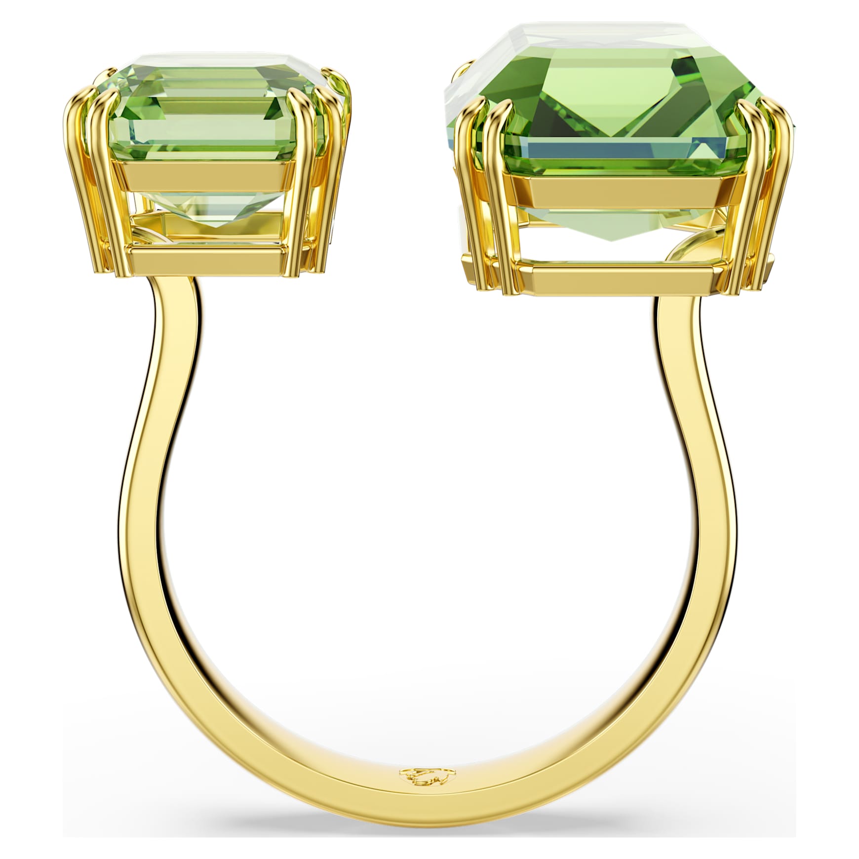 Millenia open ring, Octagon cut, Green, 18K gold finish