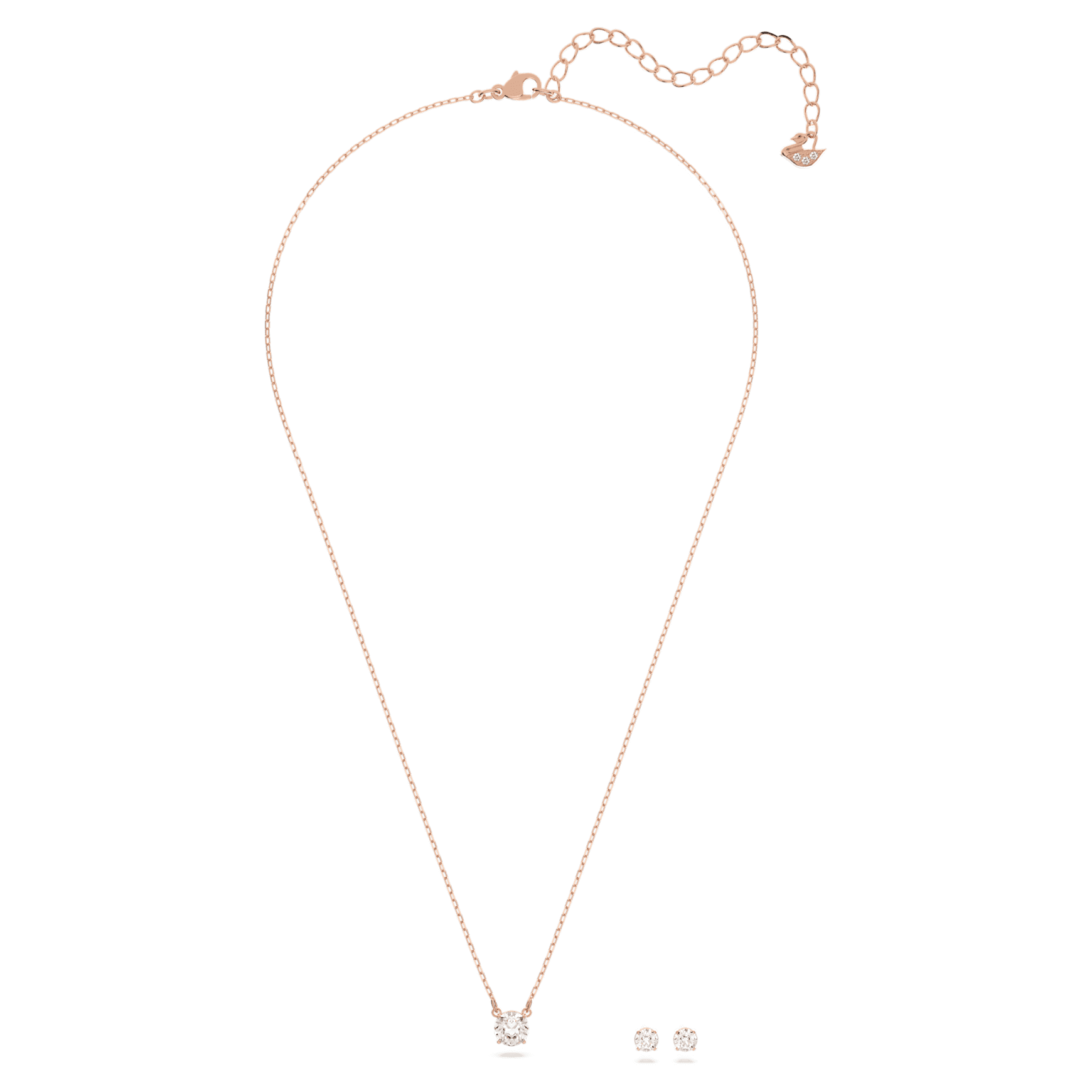 Stilla Attract set, Round cut, White, 18K rose gold finish