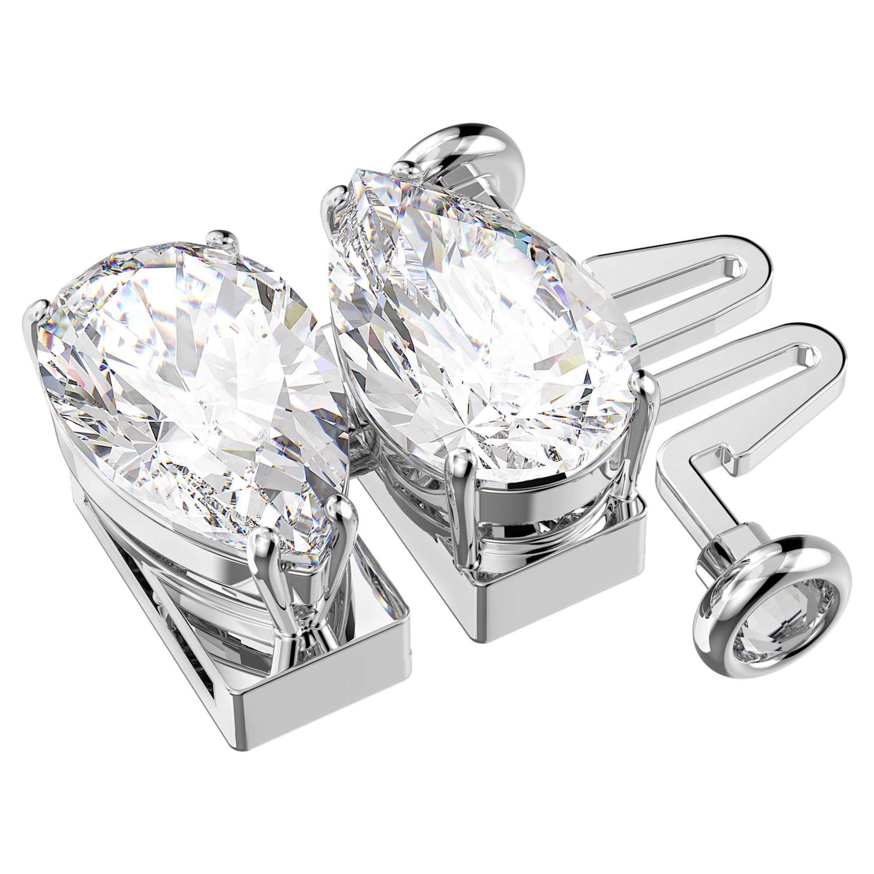 Matrix extender, Pear cut, White, Rhodium plated by SWAROVSKI