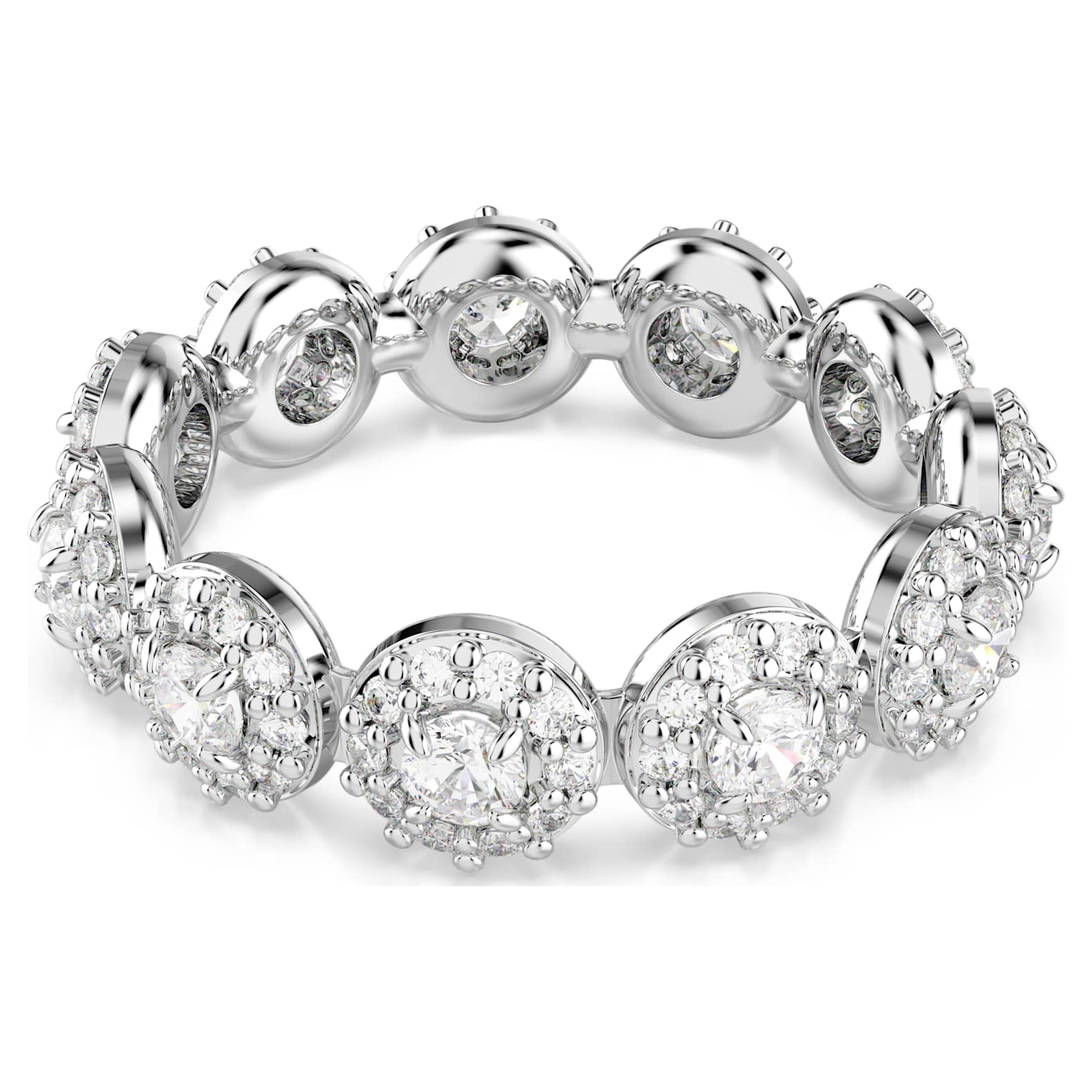 Una Angelic ring, Round cut, White, Rhodium plated