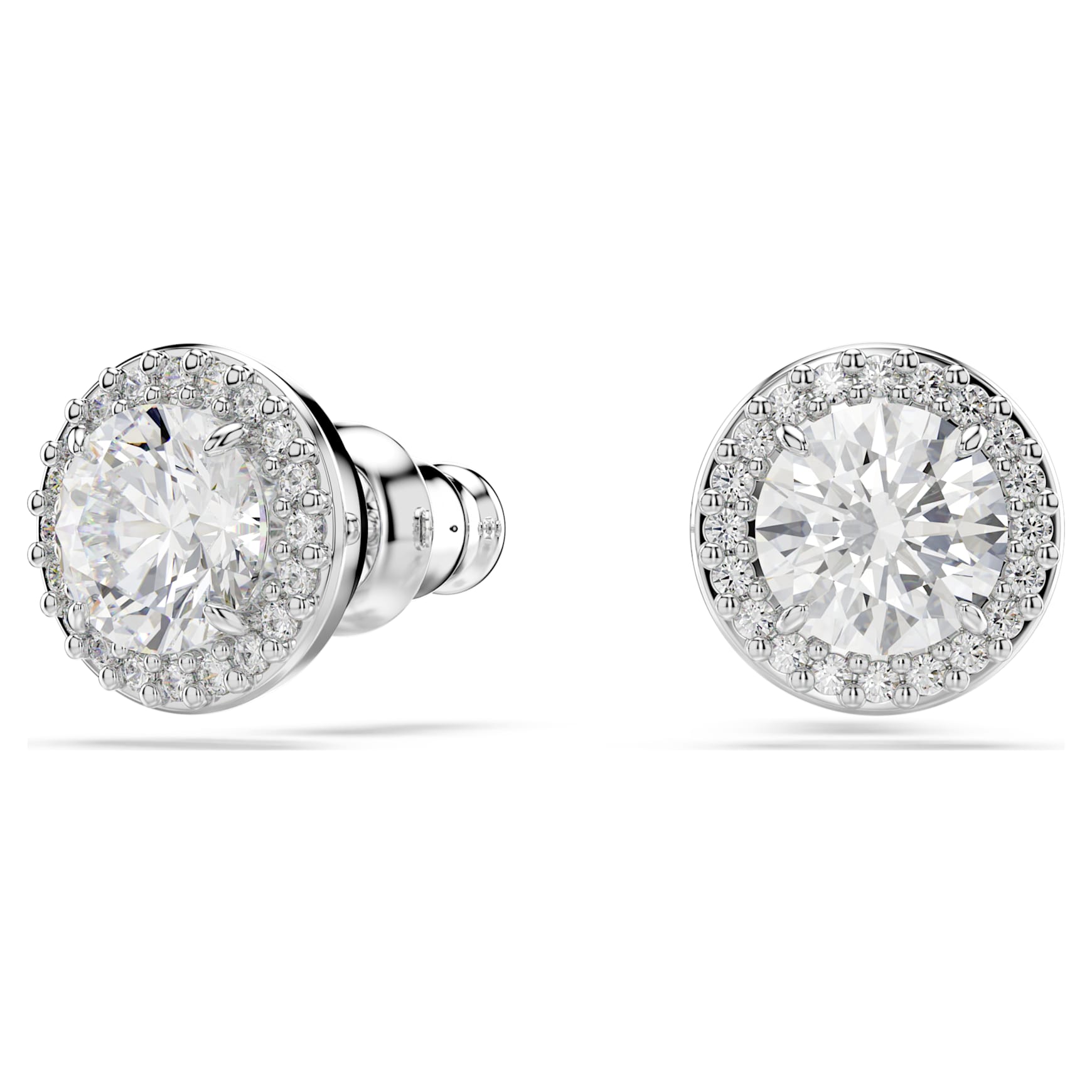 Una Angelic stud earrings, Round cut, Pavé, White, Rhodium plated by SWAROVSKI