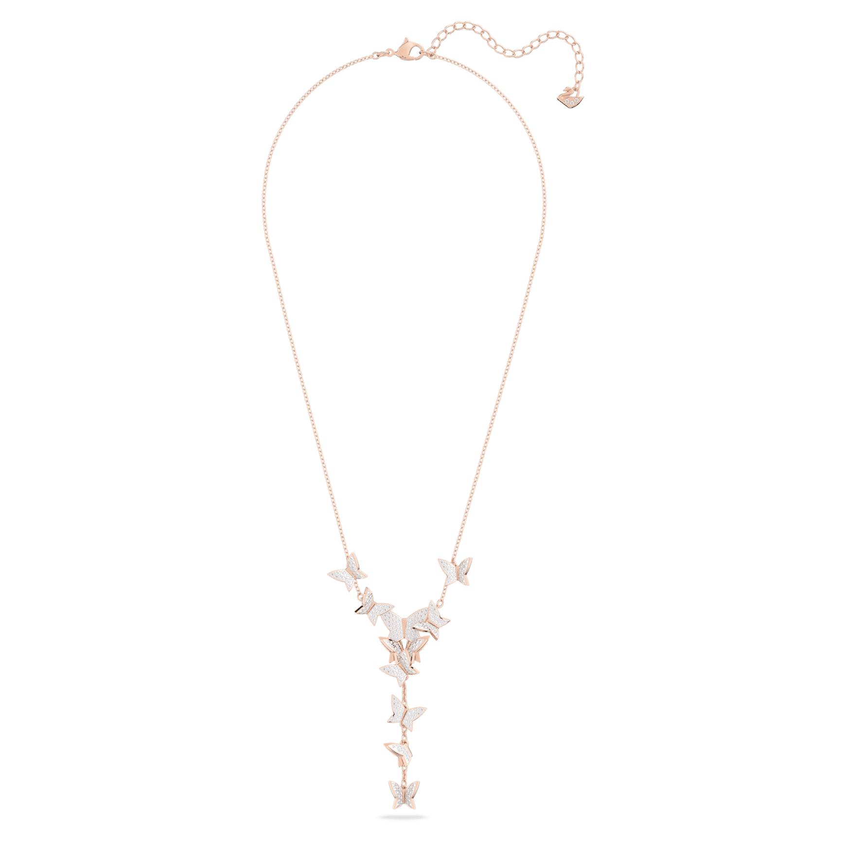 Idyllia Lilia y necklace, Butterfly, White, 18K rose gold finish
