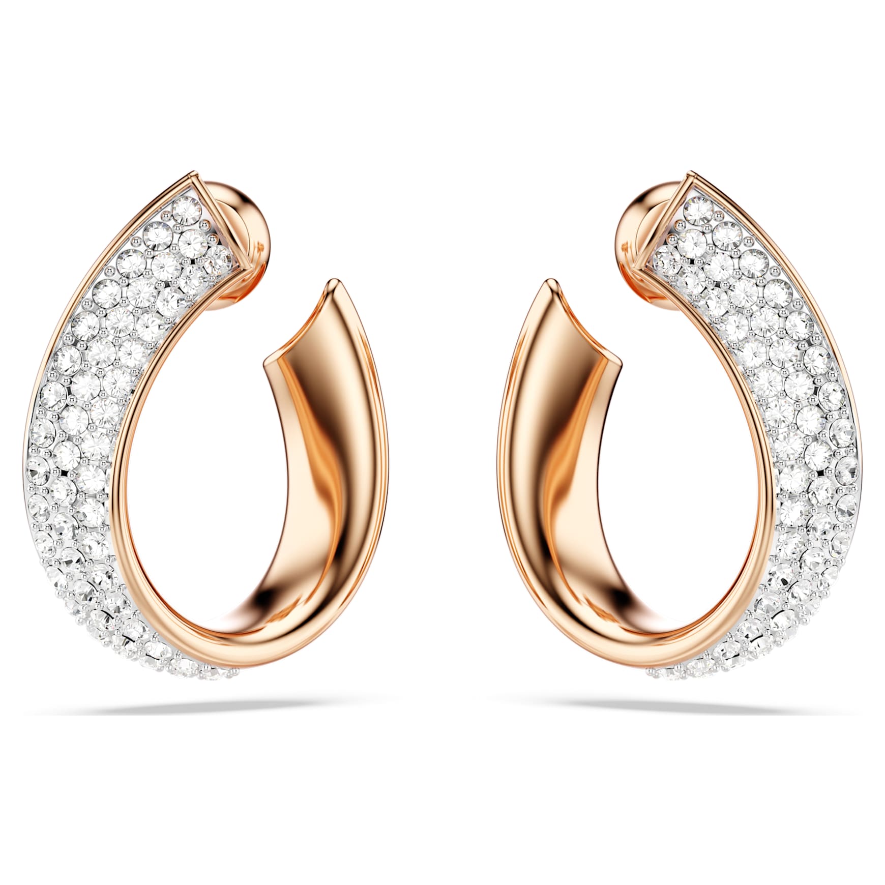 Exist hoop earrings, Small, White, 18K rose gold finish
