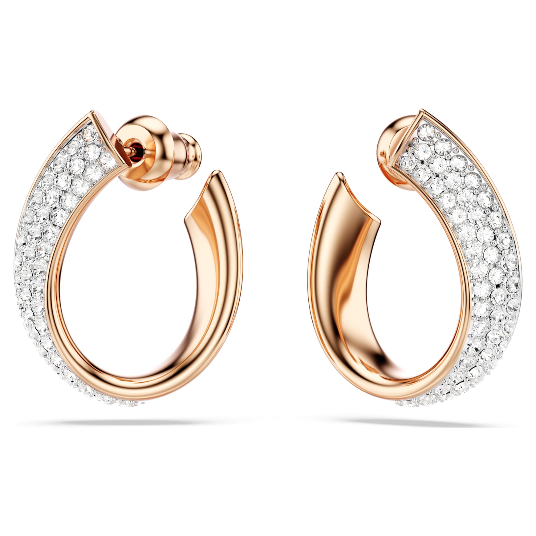 Exist hoop earrings, Small, White, 18K rose gold finish