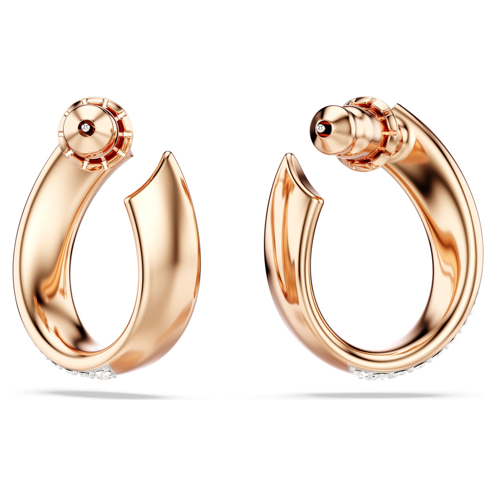 Exist hoop earrings, Small, White, 18K rose gold finish