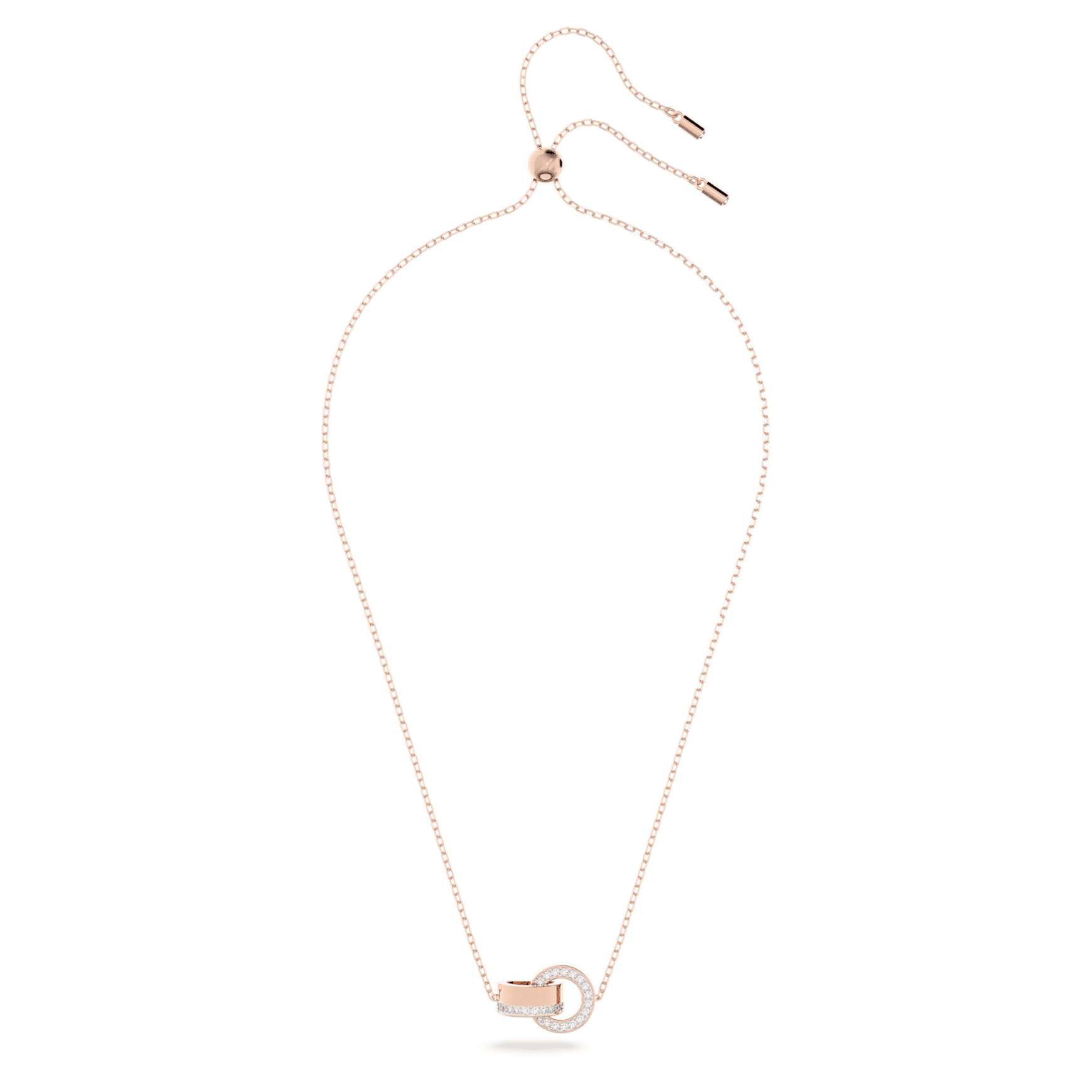 Dextera pendant, Interlocking loop, White, 18K rose gold finish