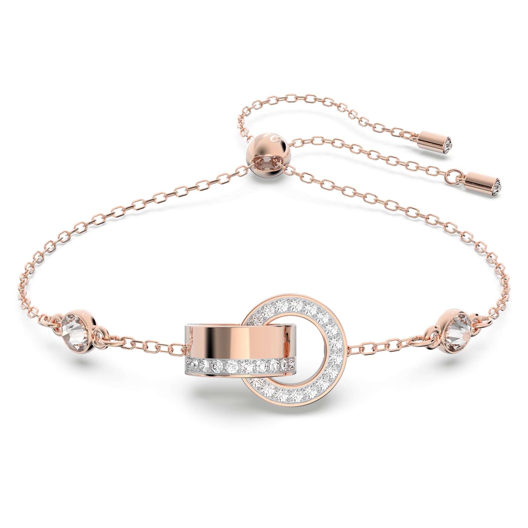 Dextera bracelet, Interlocking loop, White, 18K rose gold finish